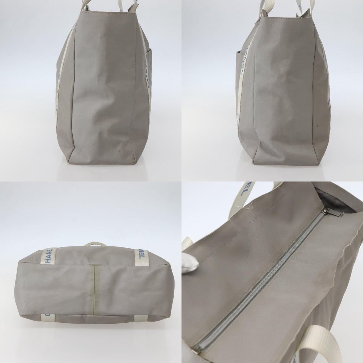 Chanel Chanel Tote Bag Nylon Gray Silver CC Size ONE SIZE - 3 Thumbnail
