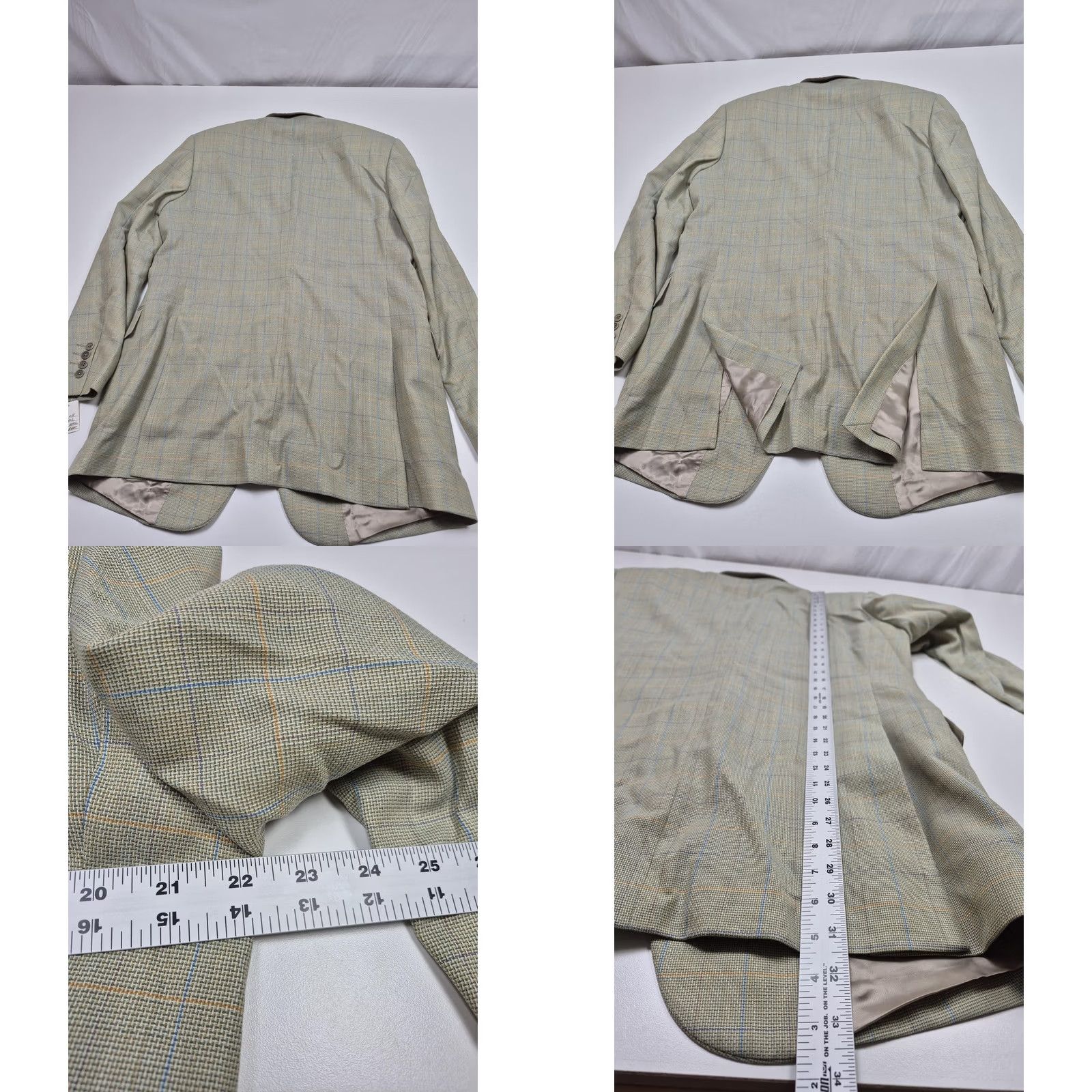 Vintage VINTAGE RobeRto Zanieri Blazer Mens 42L Beige Wool Plaid Sport Coat Made Italy Jacket Size 42R - 8 Thumbnail