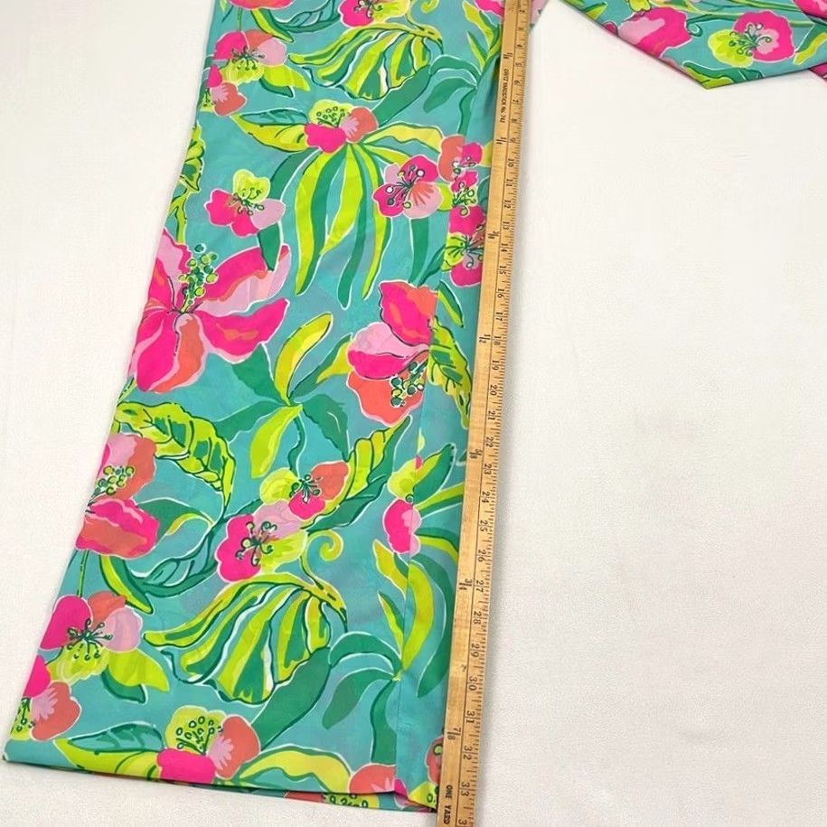 Lilly Pulitzer Lilly Pulitzer Middleton Palazzo Pants Womens L W34 I34 Floral Tropical Wide-Leg Front Flat Front Dress Pants Vintage? No Size 36" / US 14 / IT 50 - 4 Thumbnail