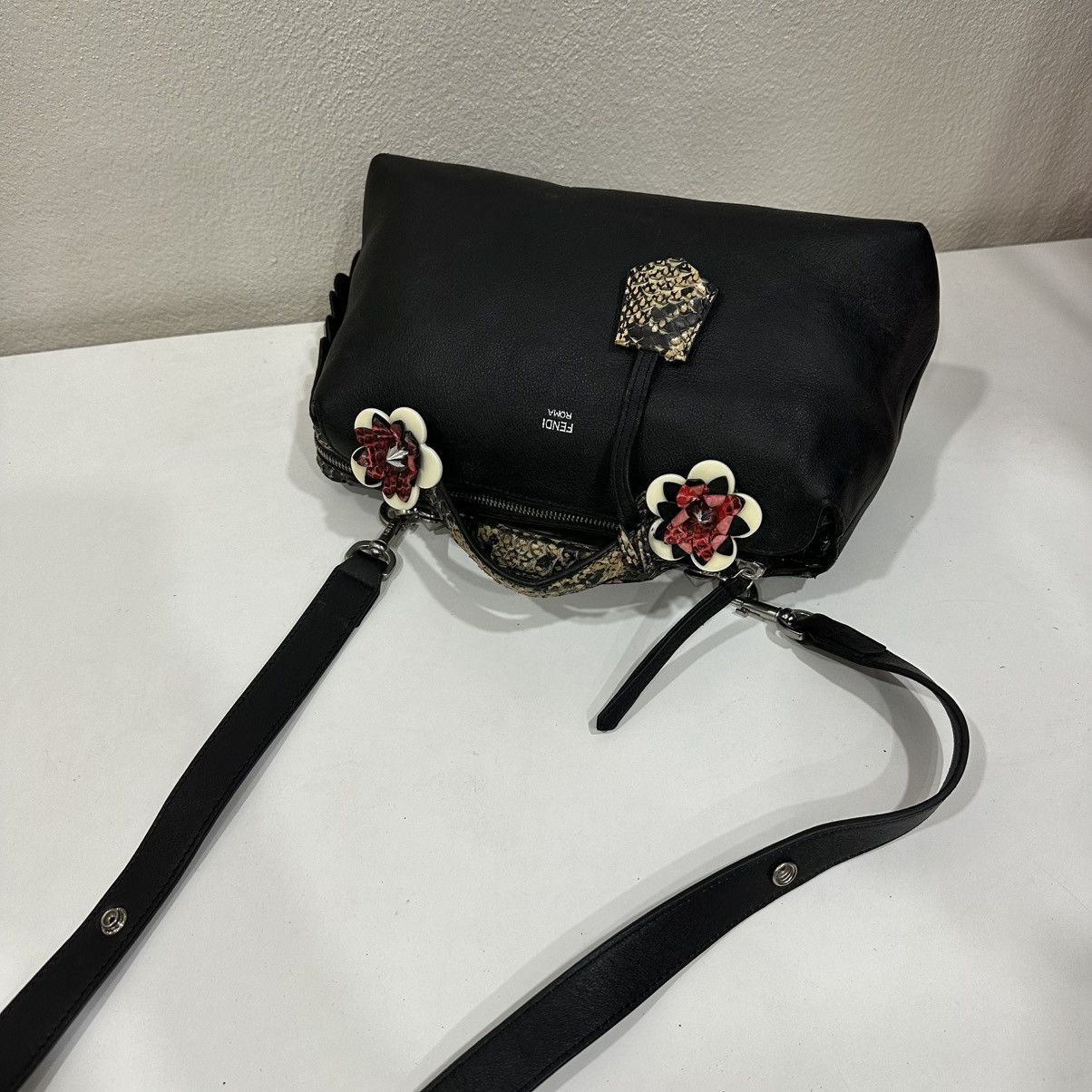 Fendi FENDI ROMA BLACK LEATHER AND PHYTON SMALL BY THE WAY SATCHEL Size ONE SIZE - 4 Thumbnail