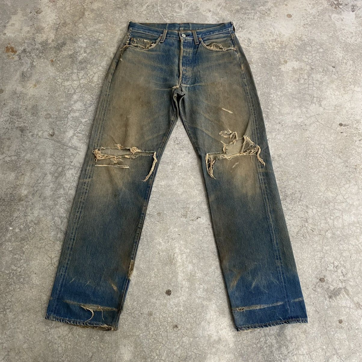 Levi's Thrashed! Vintage 90’s Levis 501 Big E Selvedge Jeans Size US 32 / EU 48 - 4 Thumbnail
