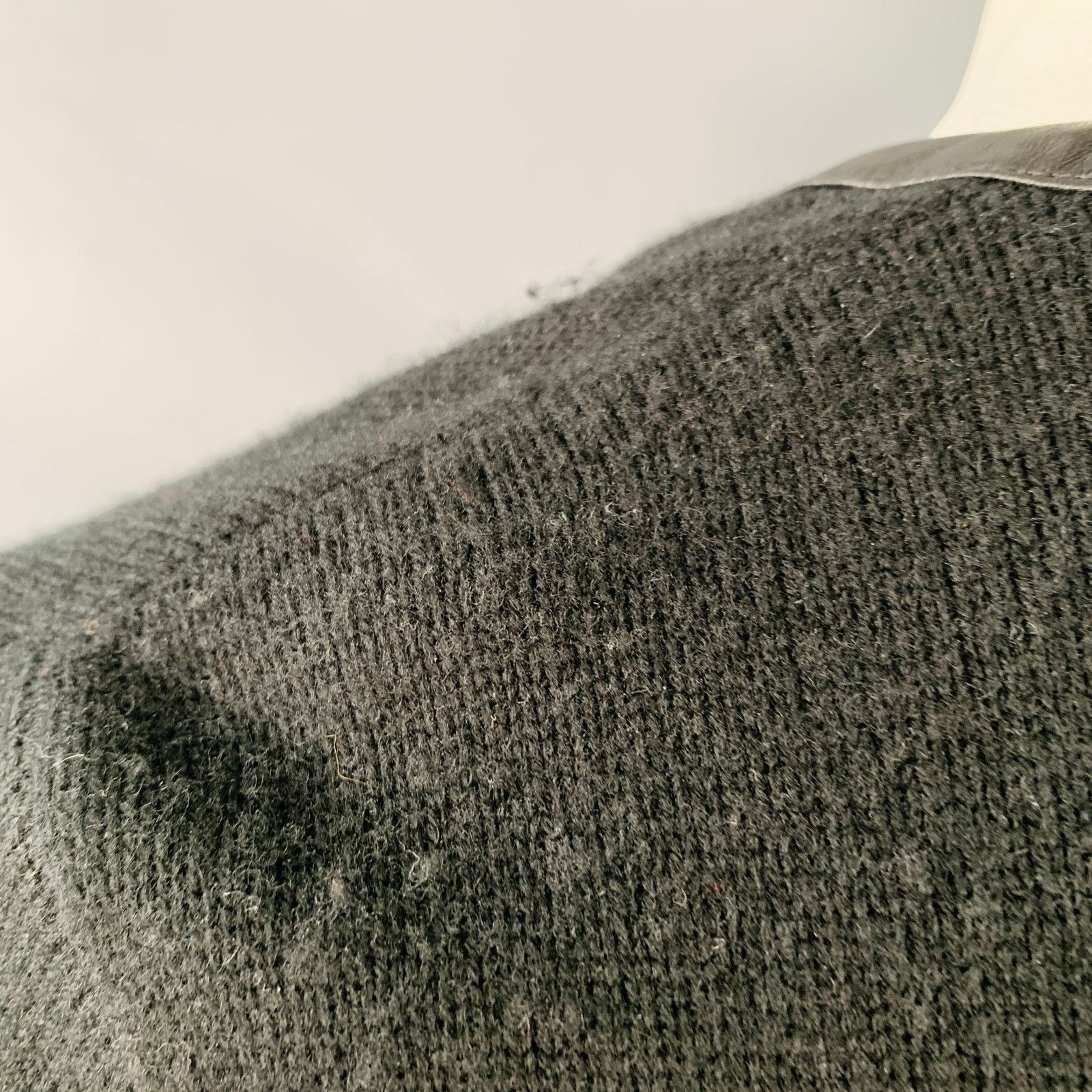 Ralph Lauren Size L Black Cashmere Lambskin Trim Open Front Cardigan Size L / US 10 / IT 46 - 6 Thumbnail