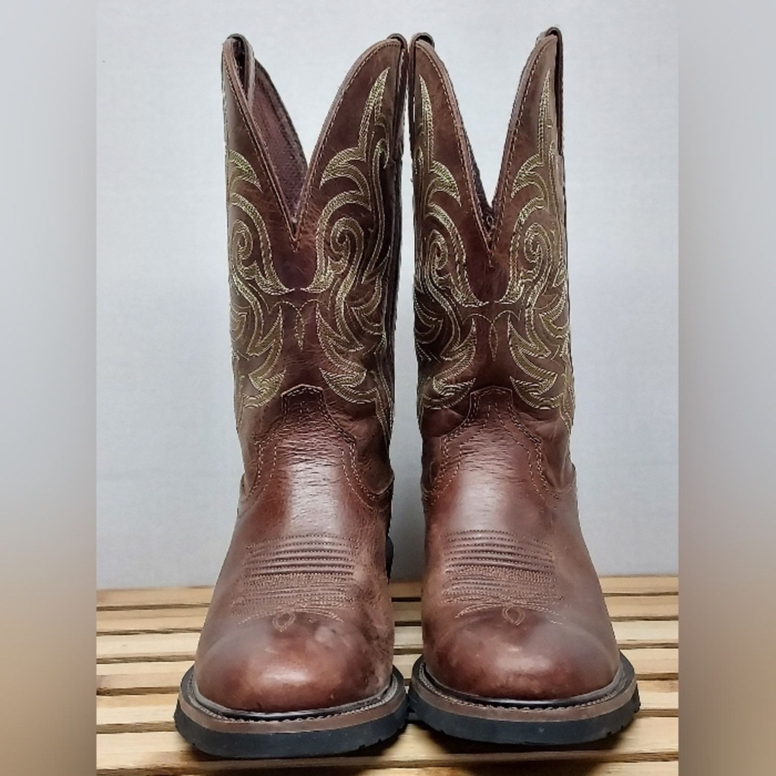 Justin Boots Justin Mens Dark Brown Classic Western Leather Boots Size 9D Size US 9 / EU 42 - 5 Thumbnail