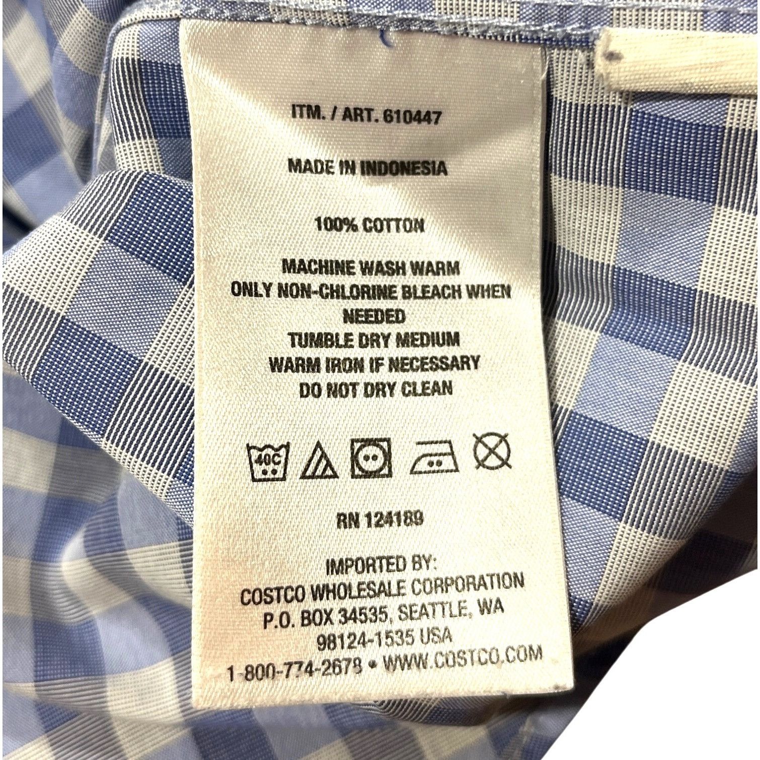 Other Kirkland Signature Tailored Fit Non-Iron Blue/White Checker Size US XL / EU 56 / 4 - 3 Thumbnail
