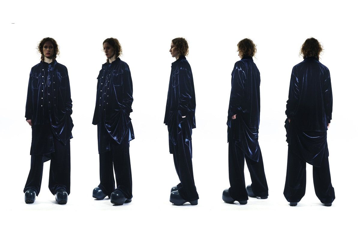 Kozaburo AW22 Velour Boxy Fit Snap Button Shirt | Grailed
