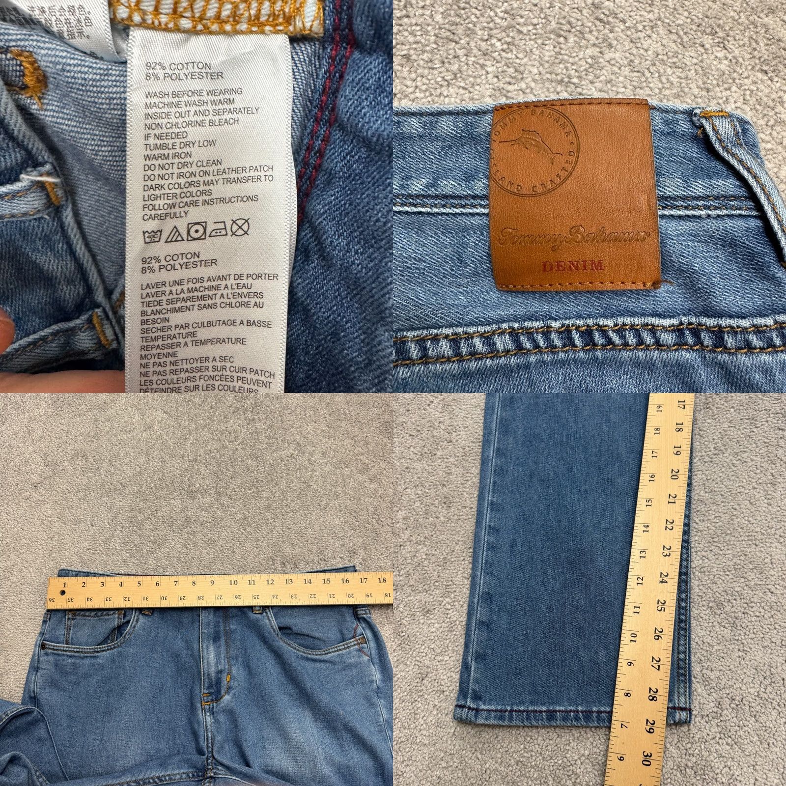Tommy Bahama Tommy Bahama Jeans Mens 34x30 Regular Medium Wash Denim Straight 5-Pocket Button Zip Size US 34 / EU 50 - 8 Thumbnail