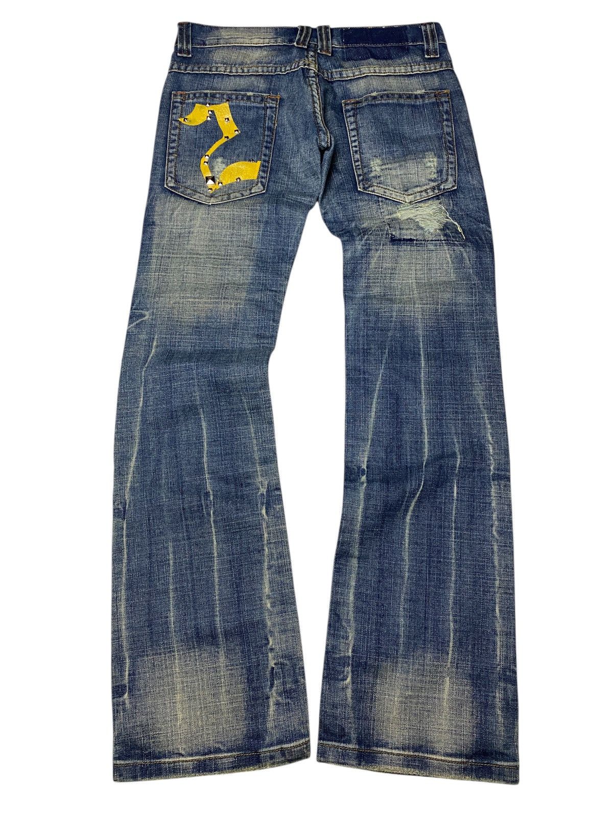 If Six Was Nine 2000's Q Seawash Studded Flared Jeans Size US 27 - 2 Thumbnail