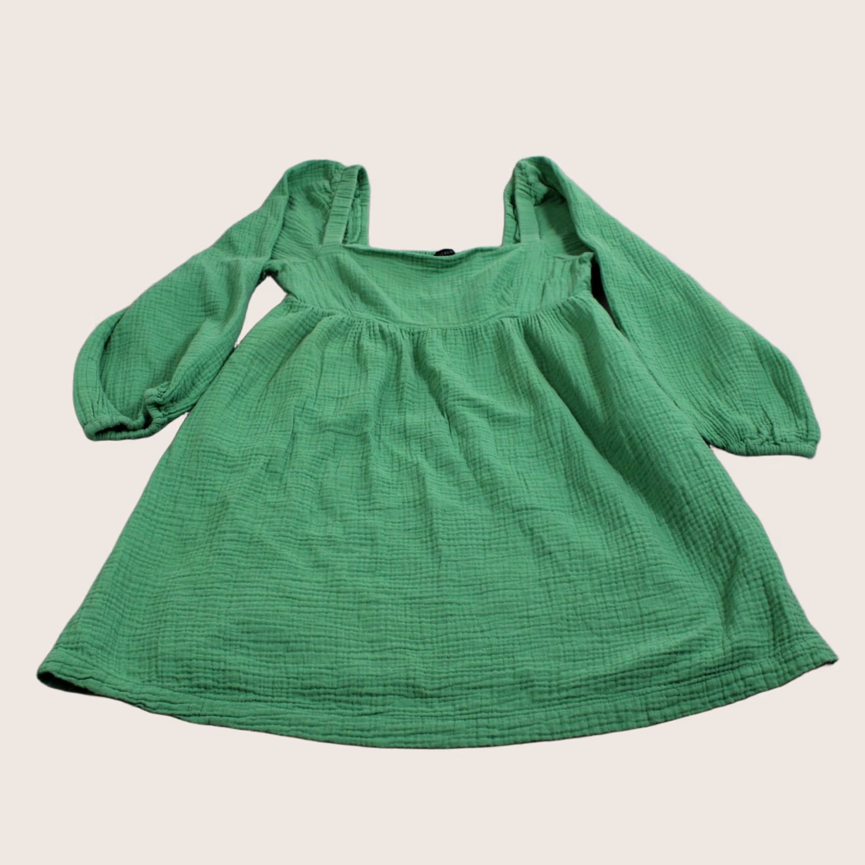 J.Crew J Crew Green Gauze Square Neck Puff Sleeve Boho Peasant Tunic Dress Women XS Size XS / US 0-2 / IT 36-38 - 1 Thumbnail