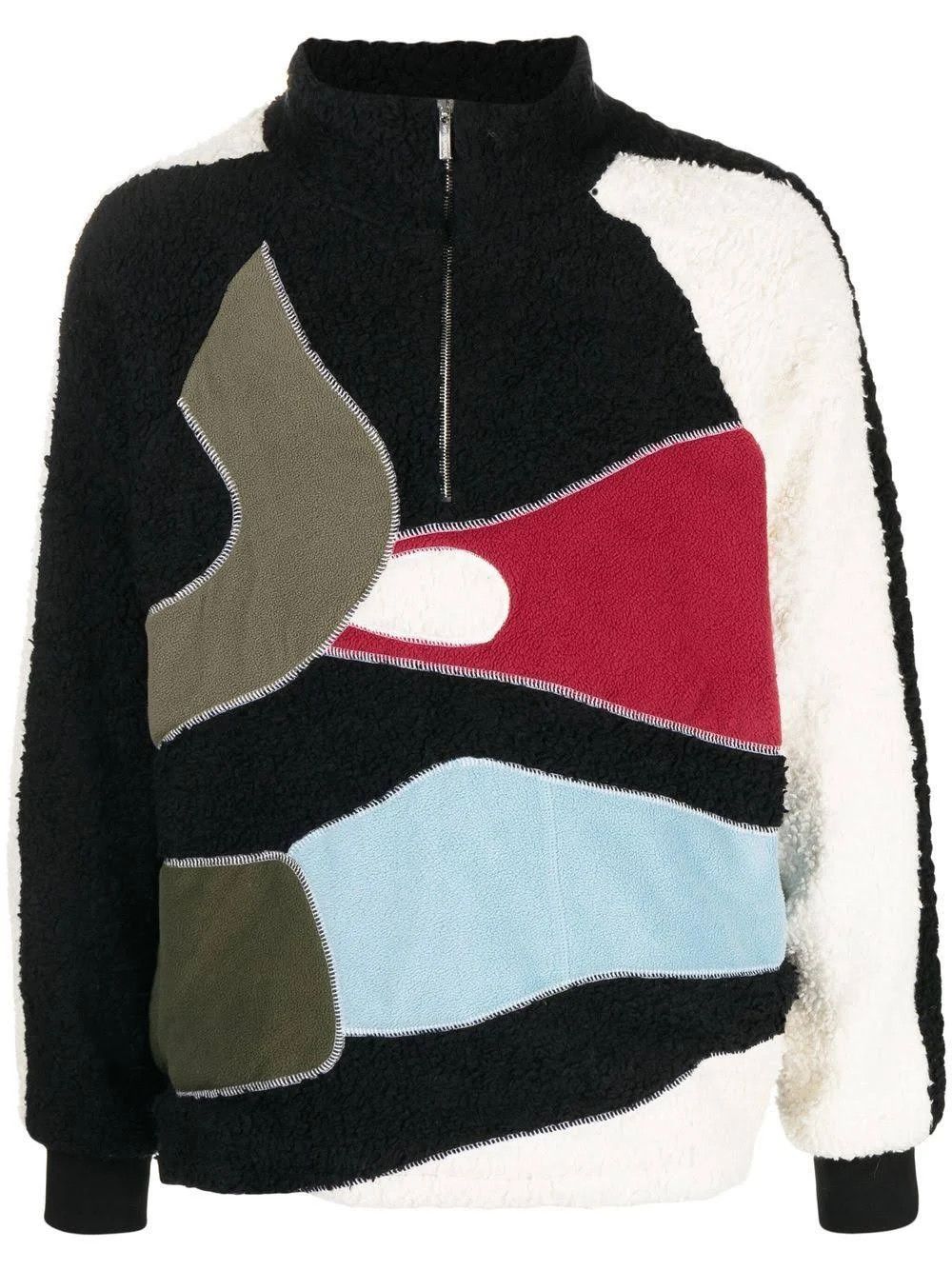 o1mle0424 Half-Zip Fastening Fleece Jacket in Multicolor