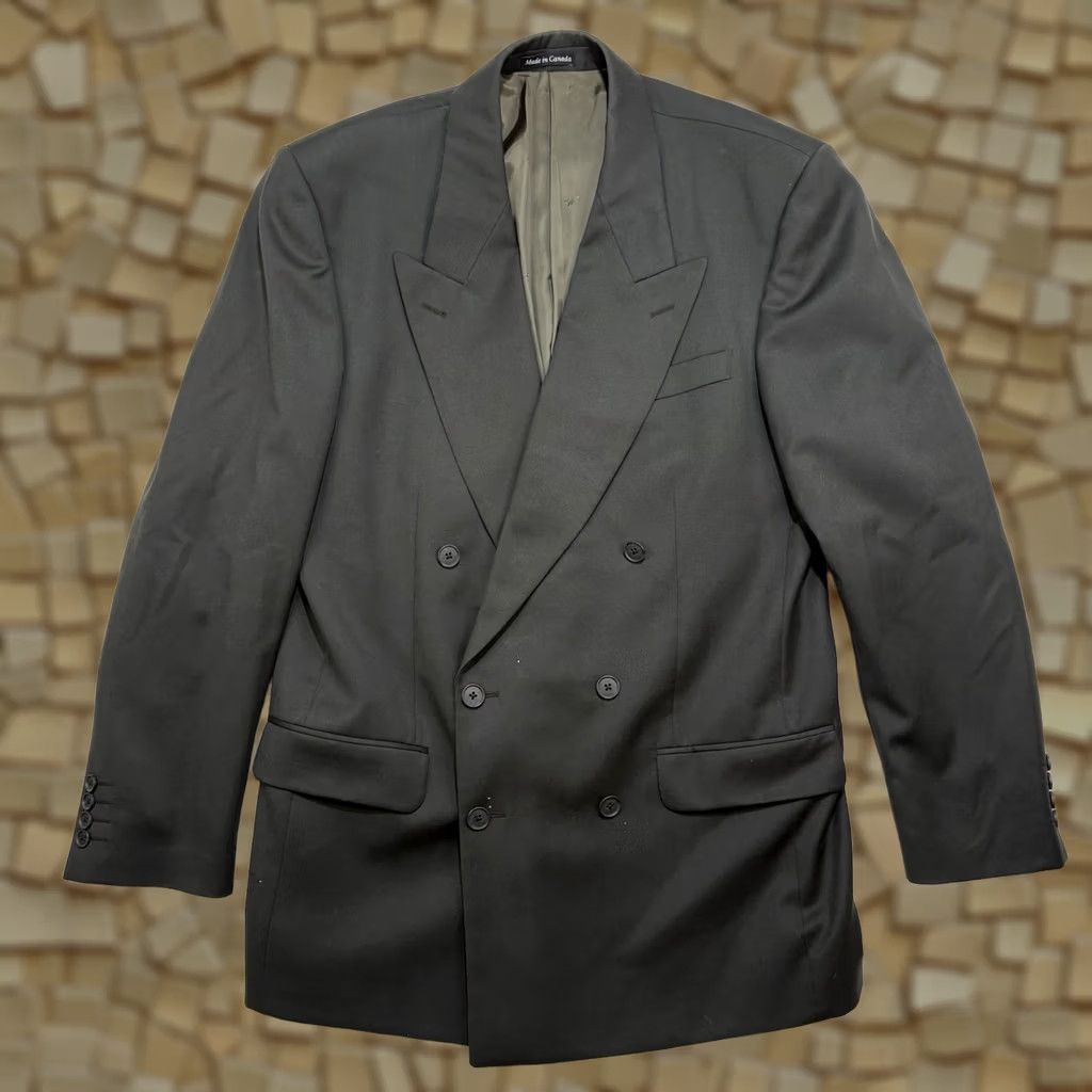 Yves Saint Laurent Yves Saint Laurent YSL Double Breasted Blazer Green Worsted Wool 44 Mens Blazer Size 44R - 1 Thumbnail