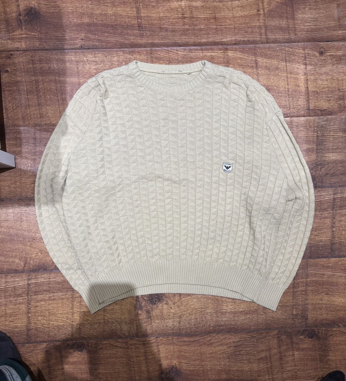Emporio Armani Vintage 80’s Emporio Armani Jeans Diamond Jacquard Jumper Size US M / EU 48-50 / 2 - 1 Thumbnail