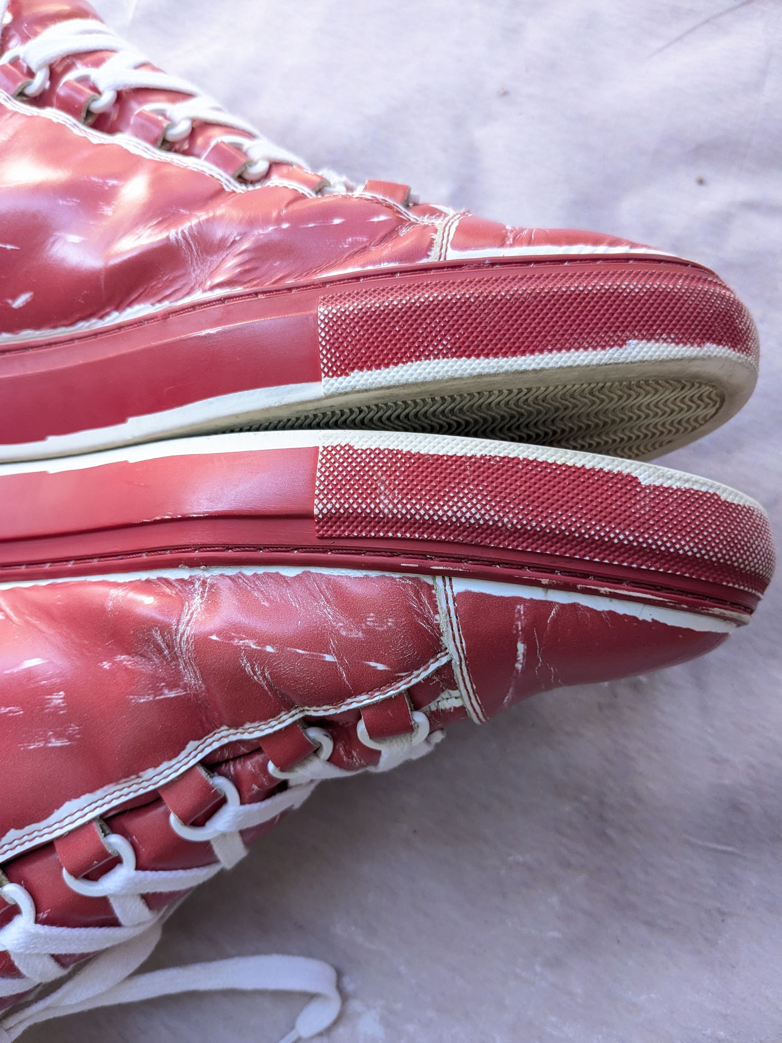 Balenciaga Balenciaga Arena Red White 11 Leather High Tops Size US 11 / EU 44 - 11 Thumbnail