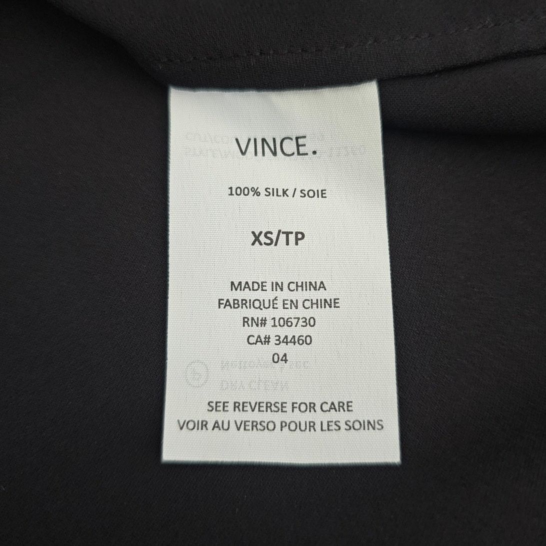 Vince EUC VINCE Silk Black L/S Hi/Low Hem Color Tipped Blouse XS Size XS / US 0-2 / IT 36-38 - 9 Thumbnail
