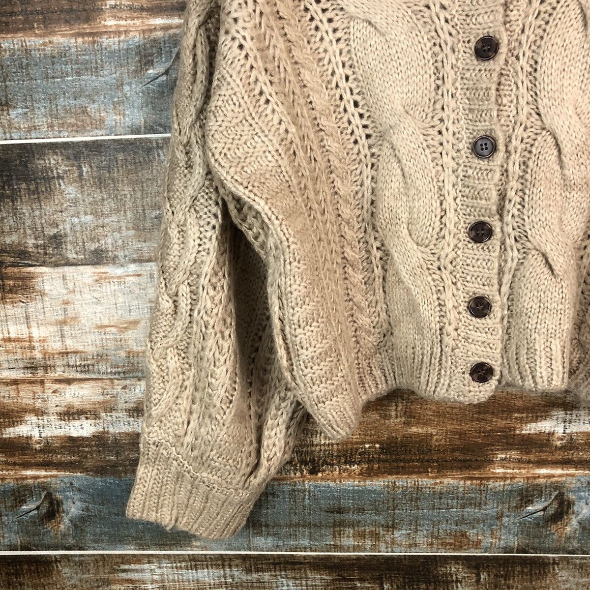 Aran Isles Knitwear × Japanese Brand Nice Claup Brown Cardigan aran isle cable Knitwear #A1725 Size M / US 6-8 / IT 42-44 - 7 Thumbnail