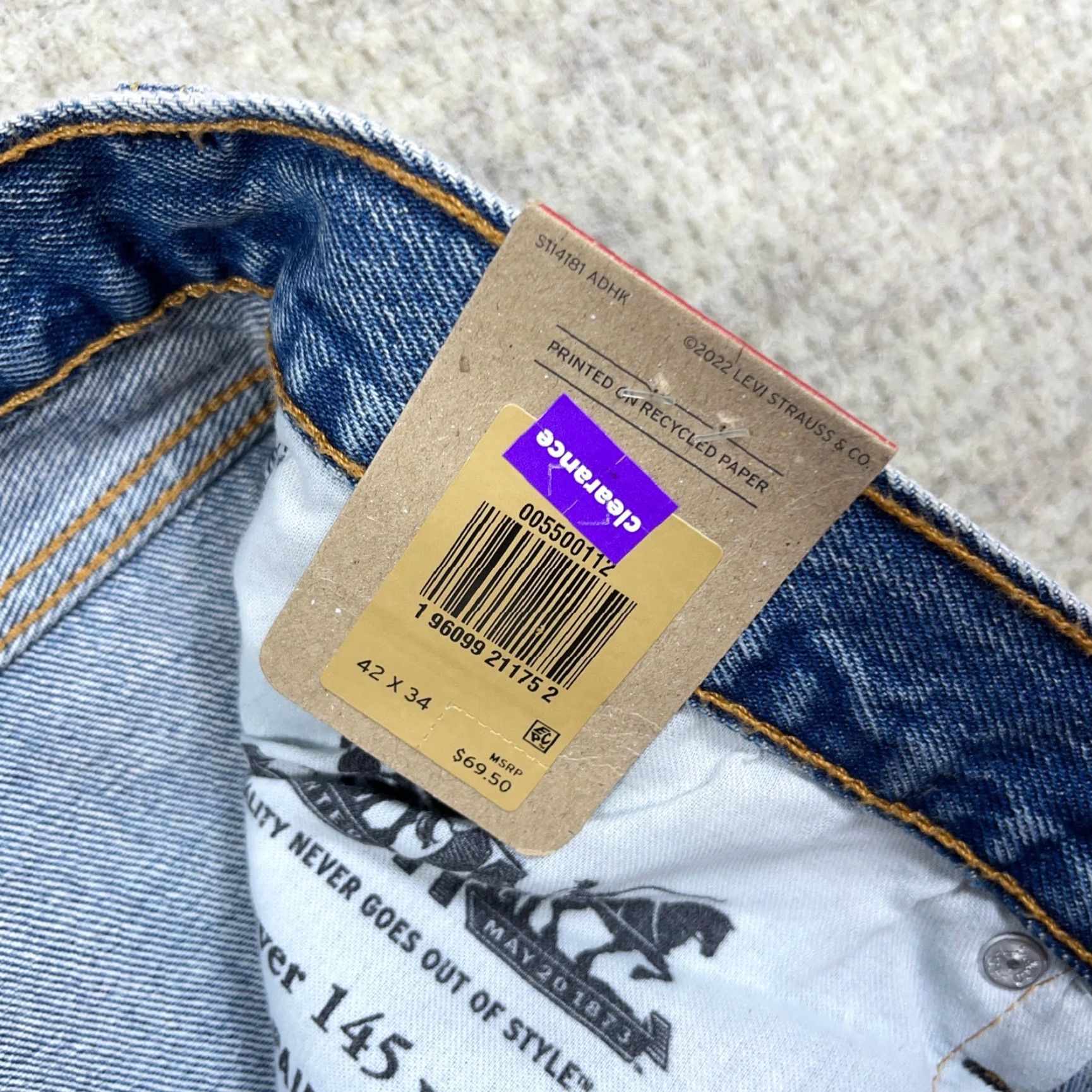 Levi's Levi's 550 Jeans Men 42x34 Relaxed Fit Blue Denim 5-Pocket Distressed Medium Wash Cotton Size US 42 / EU 58 - 6 Thumbnail