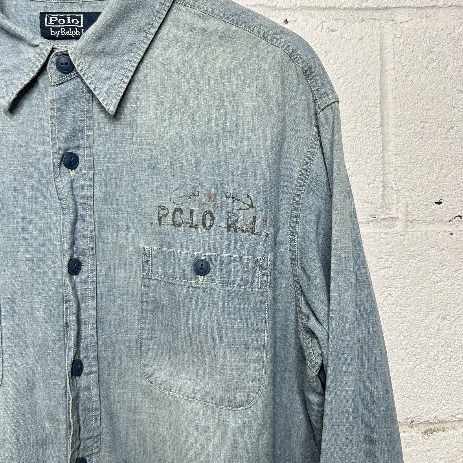 Polo Ralph Lauren Vintage Polo Ralph Lauren Denim "Stenciled" Button Down Size US L / EU 52-54 / 3 - 3 Thumbnail