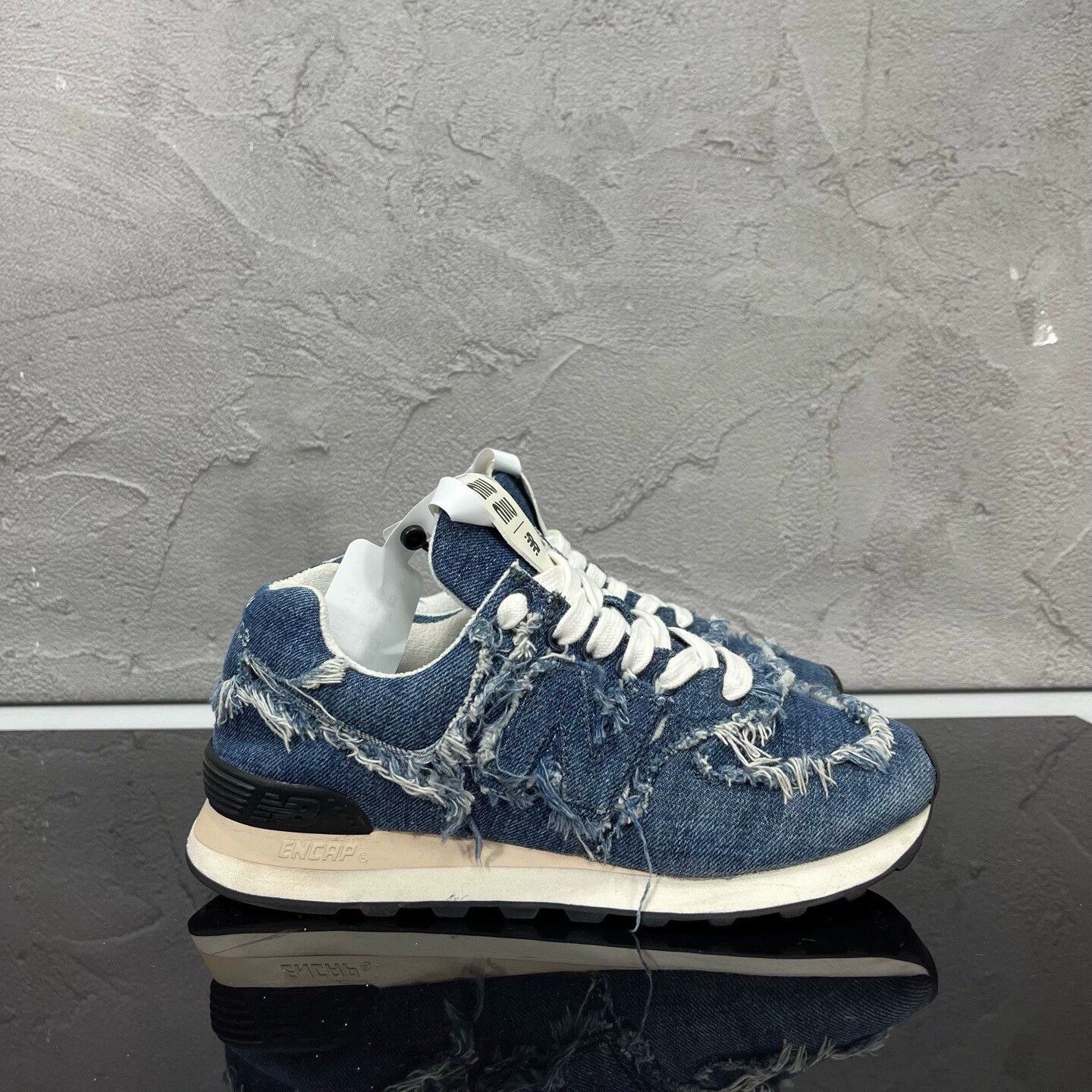 Miu Miu MIUMIU x NB574 distressed denim sneakers Size US 5 / EU 37 - 3 Thumbnail