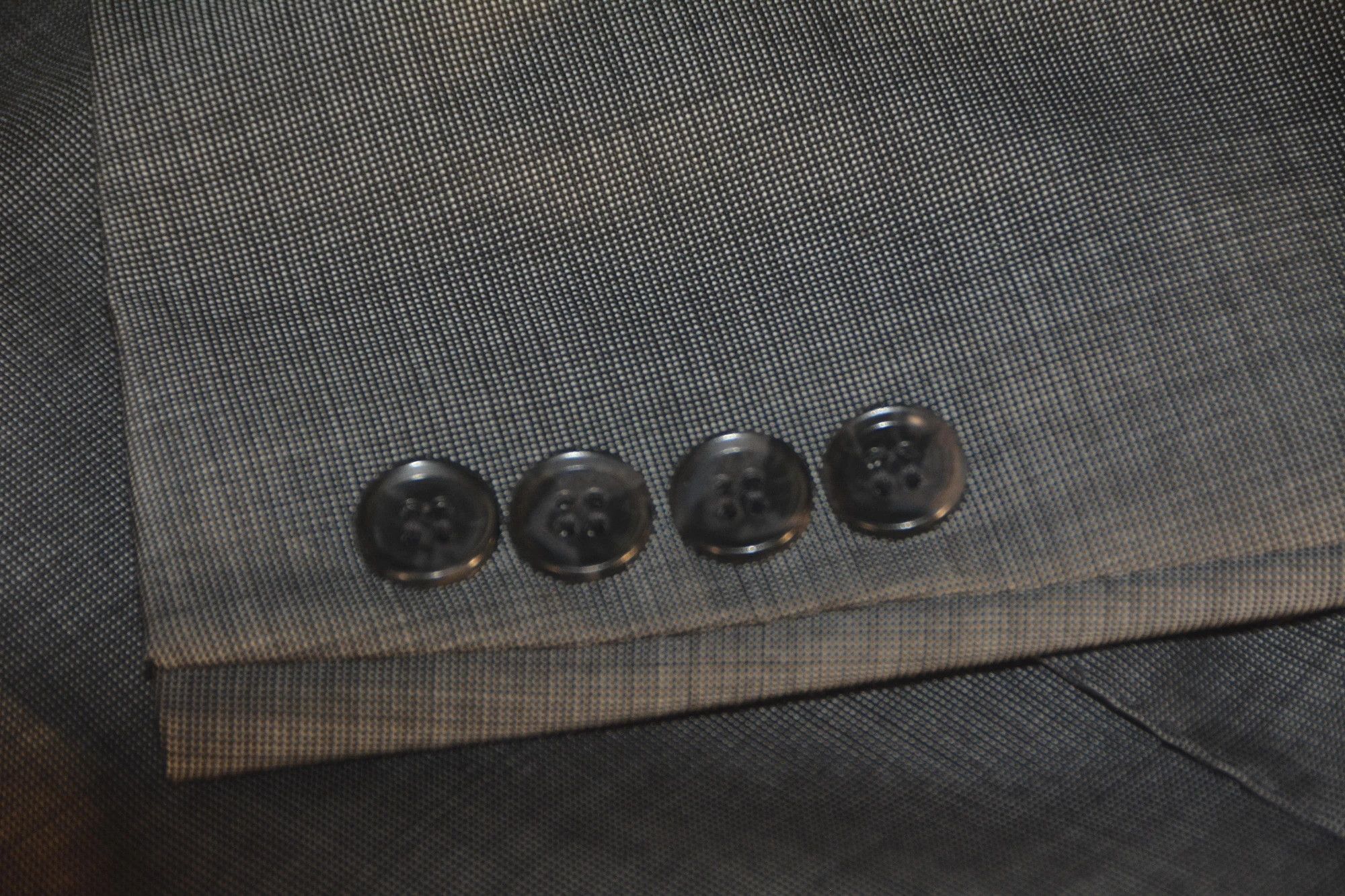 Other Vintage Men's Grey Micro-Check Double-Breasted Blazer Sport Coat Size 40R - 5 Thumbnail