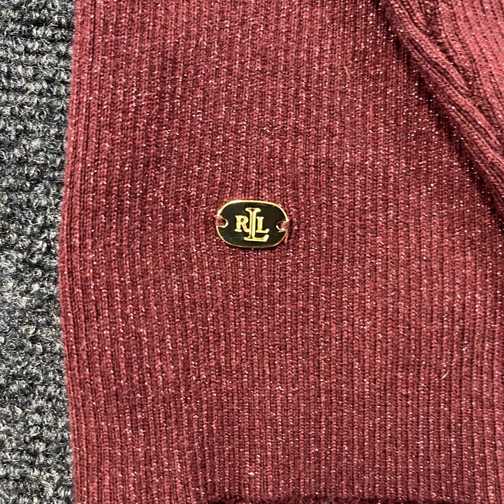Ralph Lauren VINTAGE Lauren Ralph Lauren Sweater Womens Medium Red Turtleneck Metallic Knit Pullover Size L / US 10 / IT 46 - 2 Thumbnail
