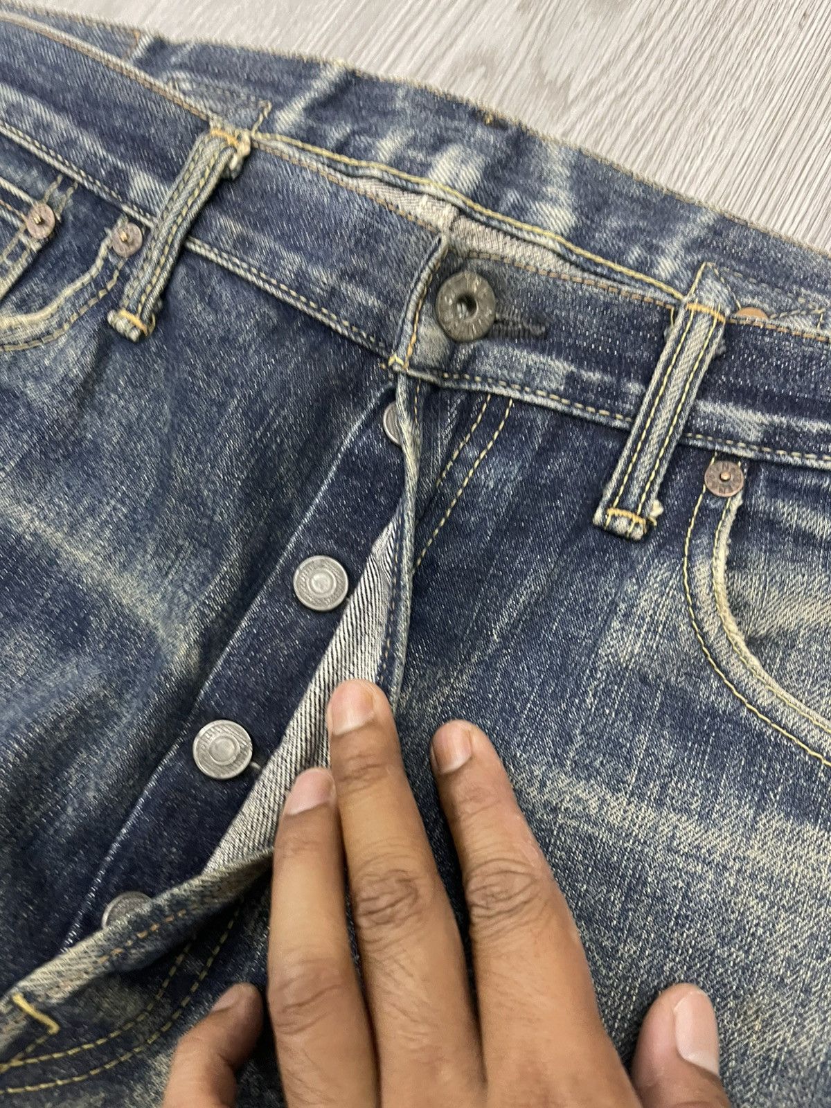 Tenderloin × Vintage Tenderloin Back Buckle Selvedges Distressed Denim Size US 32 / EU 48 - 4 Thumbnail