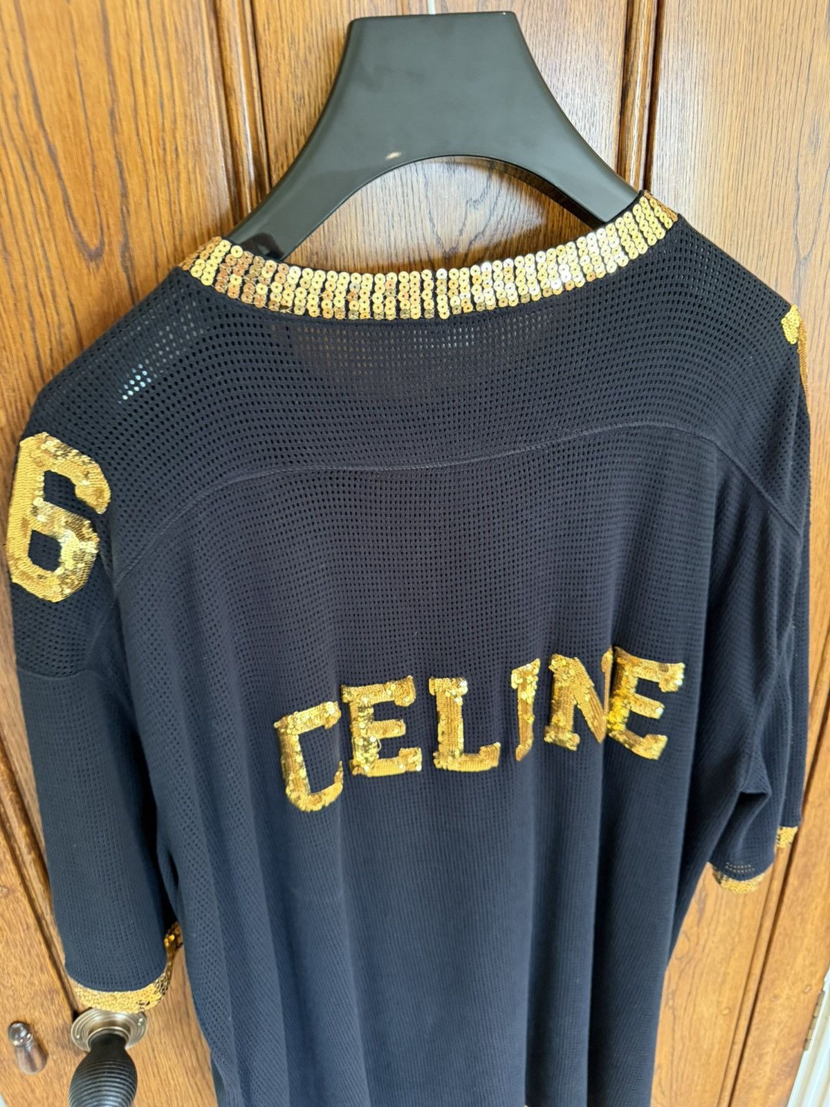 Celine $1.74k SS23 Celine 16 black gold sequin logo jersey t shirt Size US S / EU 44-46 / 1 - 14 Thumbnail