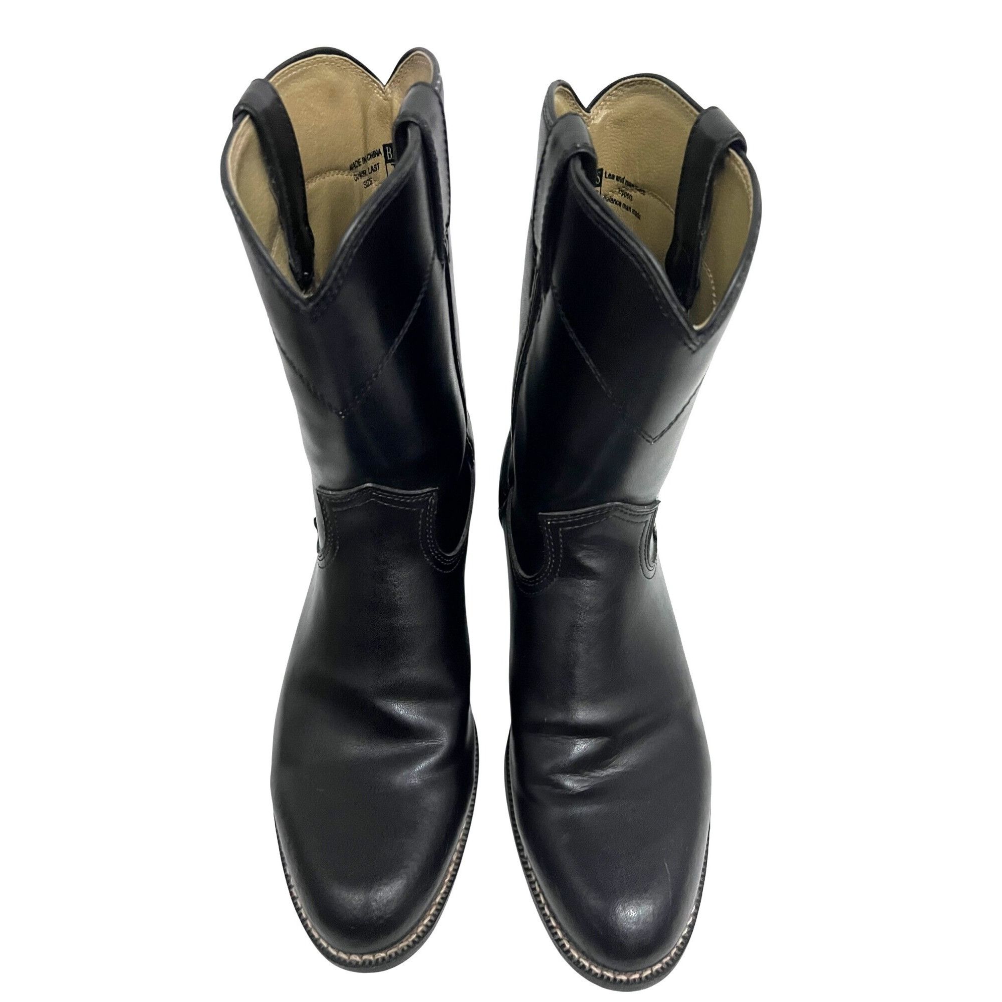 Justin Boots Justin Basics Mens Black Leather Western Cowboy Roper Boots Size US 10 / EU 43 - 6 Thumbnail