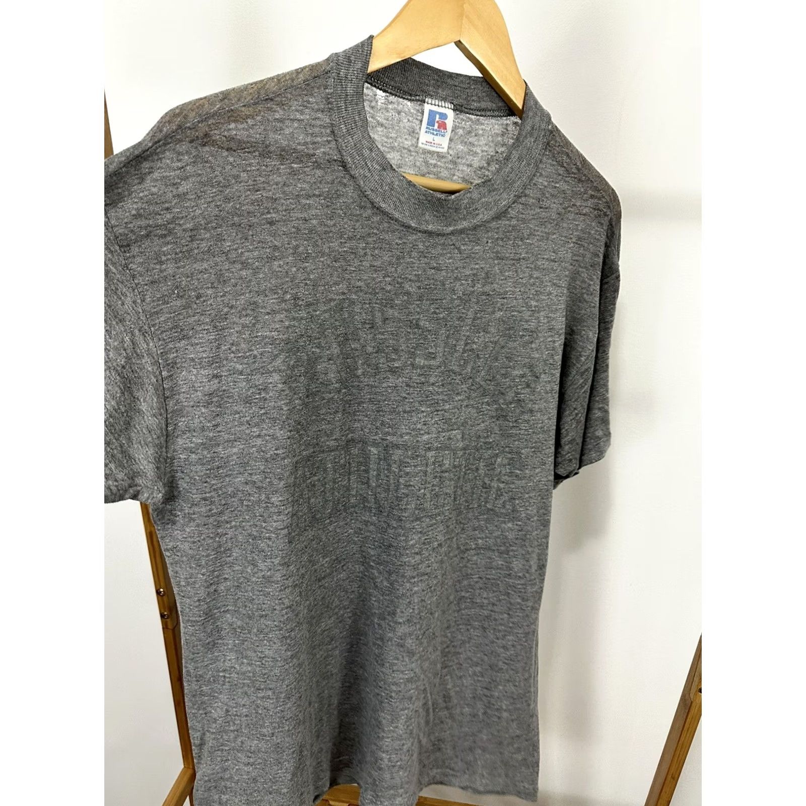 Russell Athletic VTG 80s Russell Athletic T-Shirt WIP 50/50 Gray Size L Mens Short Sleeve Shirt Shirt Grunge Work Vintage 80s Size US L / EU 52-54 / 3 - 5 Thumbnail