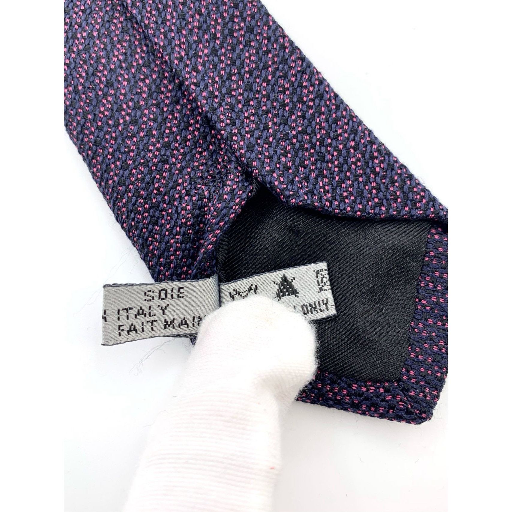 Dior Dior Mens Textured Woven Silk Tie In Purple & Black Size ONE SIZE - 9 Thumbnail