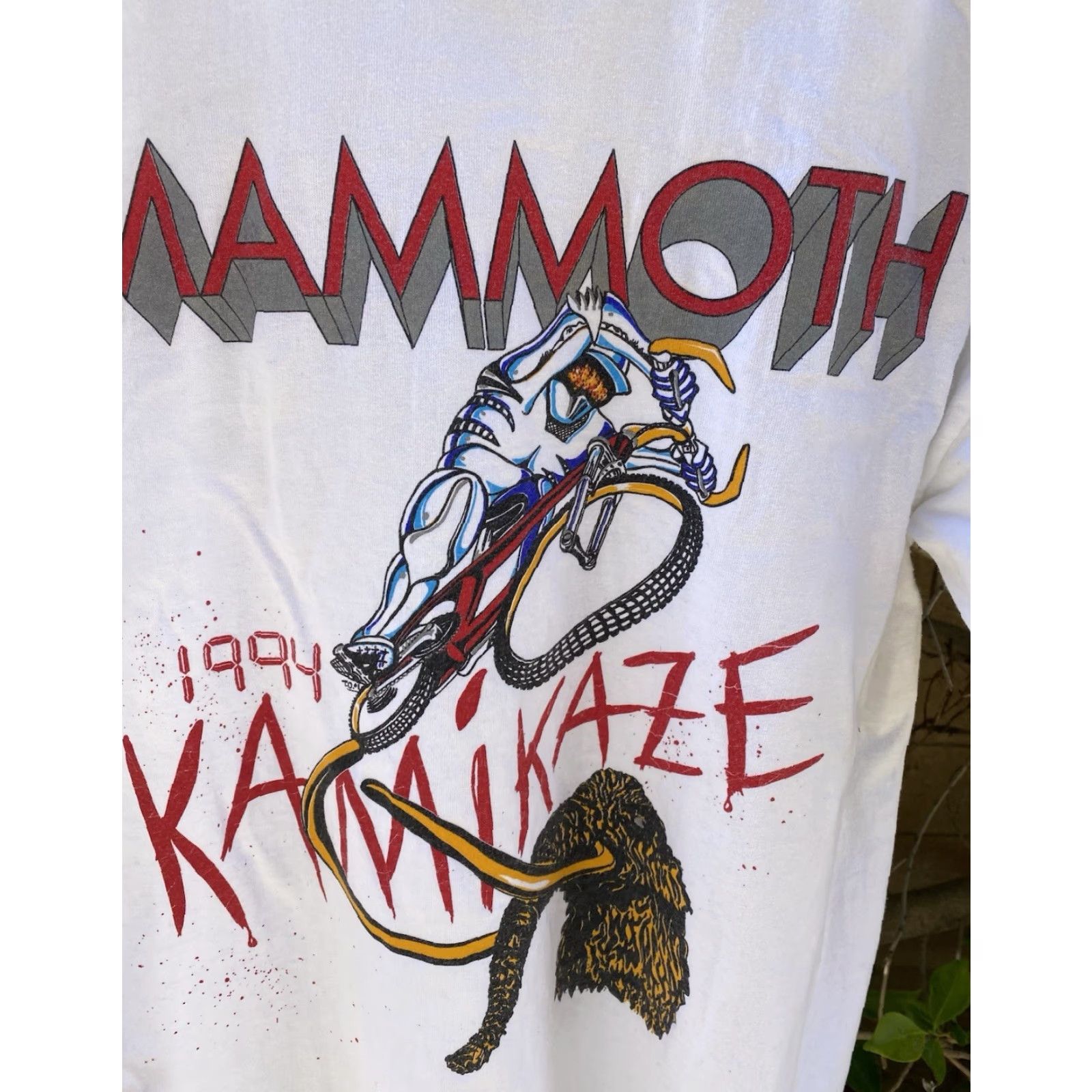 Vintage VINTAGE Mammoth Mountain Bike Park 1994 Kamikaze T Shirt Mountain Bike HL Miller USA L White Cotton 90s Sports Outdoor Graphics Mens Size US L / EU 52-54 / 3 - 3 Thumbnail
