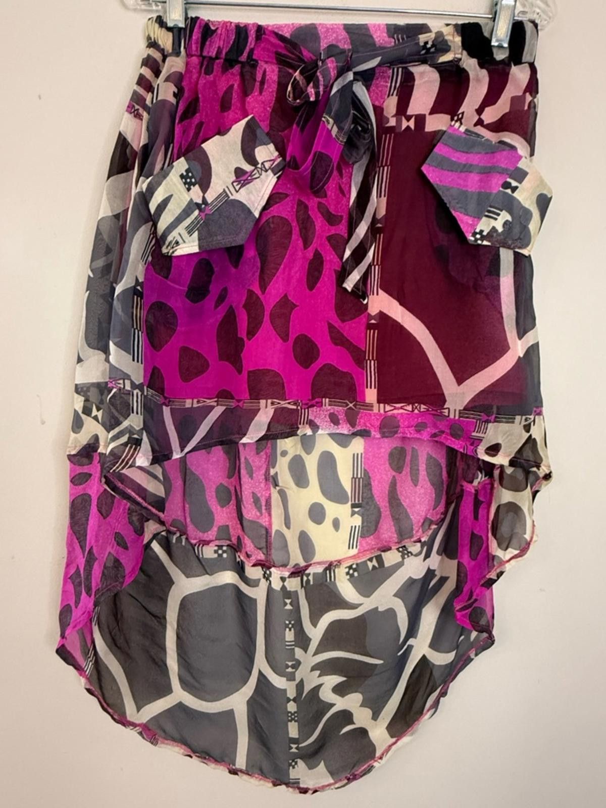 Other Fumblin Free silk leopard skirt dramatic high low hem SZ M Size 32" / US 10 / IT 46 - 5 Thumbnail