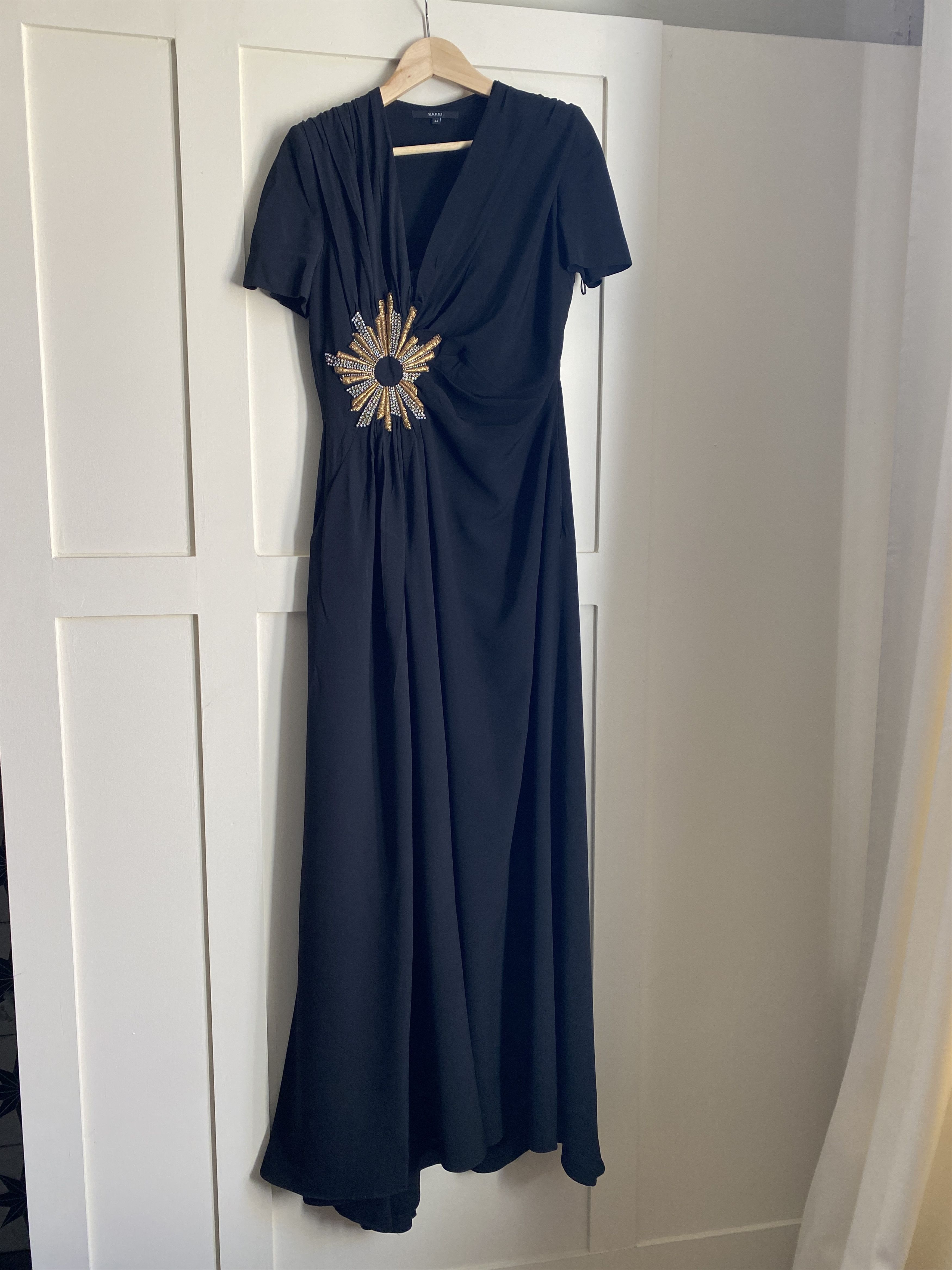 maroon velvet maxi dress Designer Gown In Velvet Long Sleeve Maxi In Maroon Velvet XL / 52 Inches / Matching Embroidered Scarf (24 X 71 Inches)