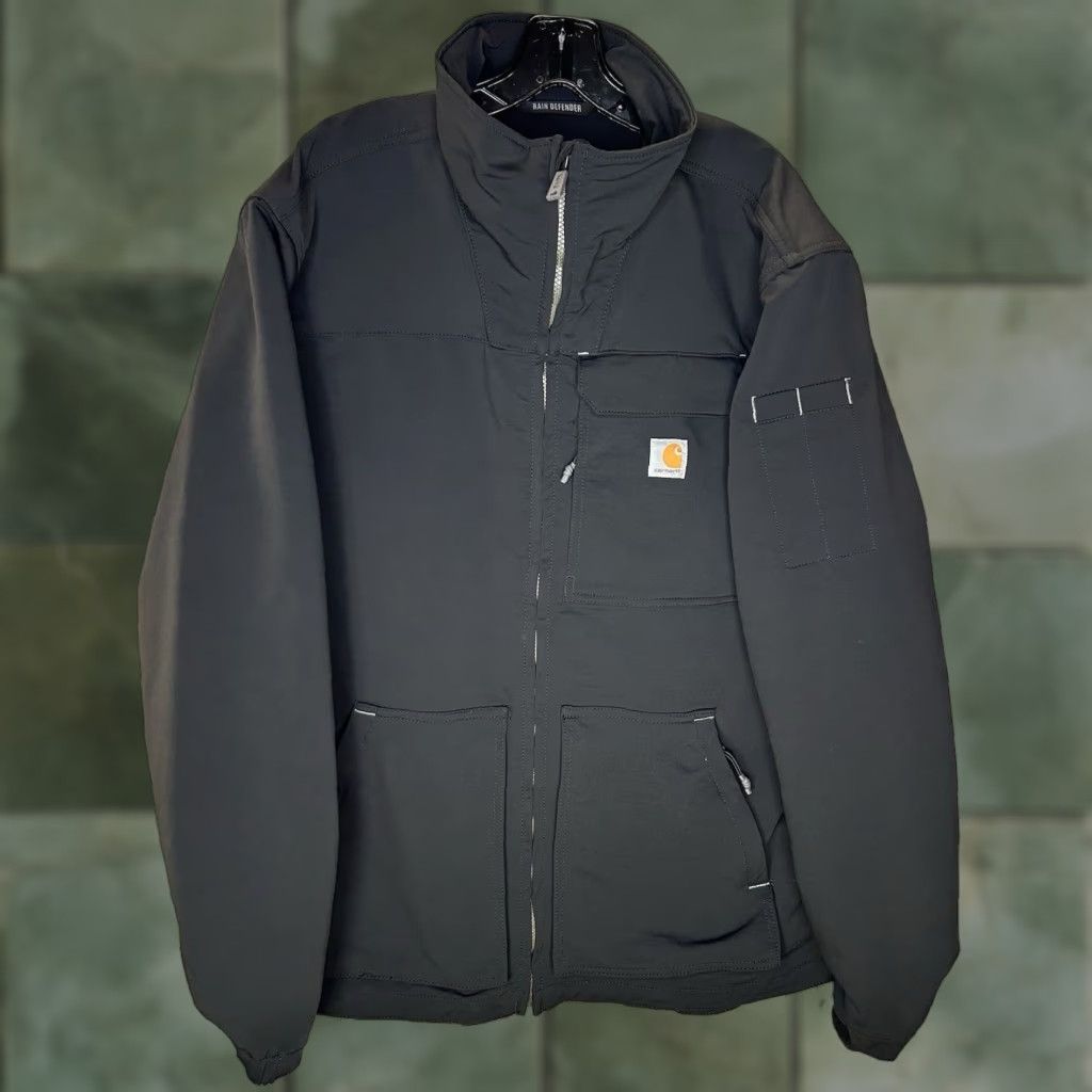 Carhartt Super Dux Rain Defender Relaxed Fit Softshell Jacket XLT XL Tall Black Rain Coat Windproof Water Resistant 105342 Men Big & Tall Jacket