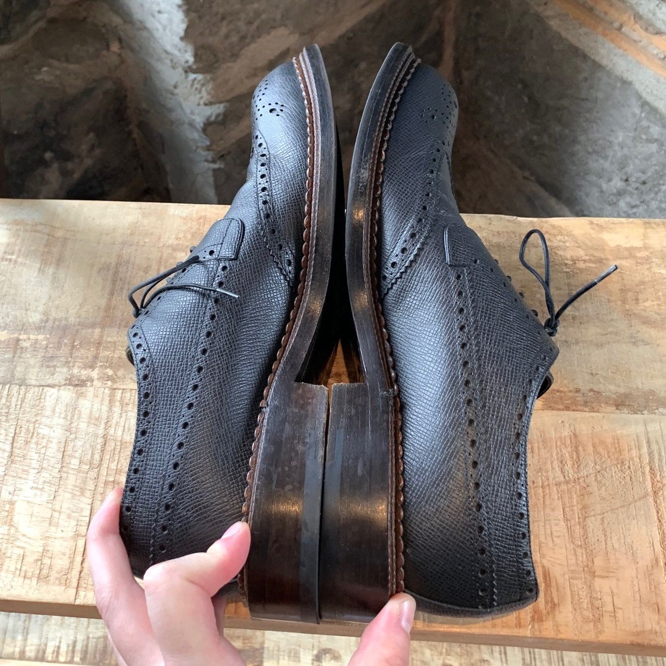 Louis Vuitton Louis Vuitton Derby Brogues Grey Leather Shoes Size US 8 / EU 41 - 7 Thumbnail