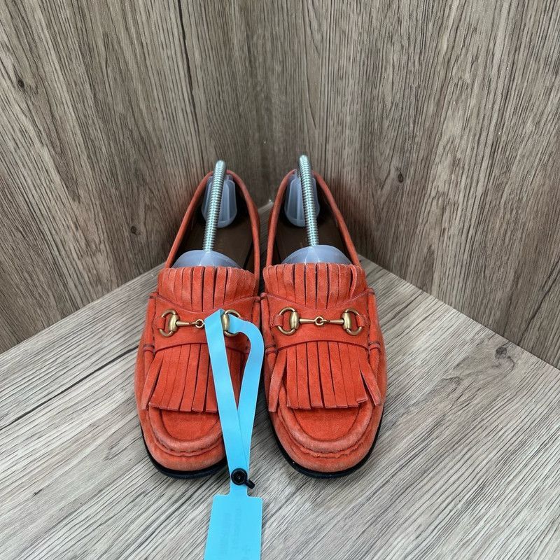 Gucci Gucci Suede Fringed Loafers with Metal Buckle -2508 Size US 5.5 / EU 38 - 2 Thumbnail