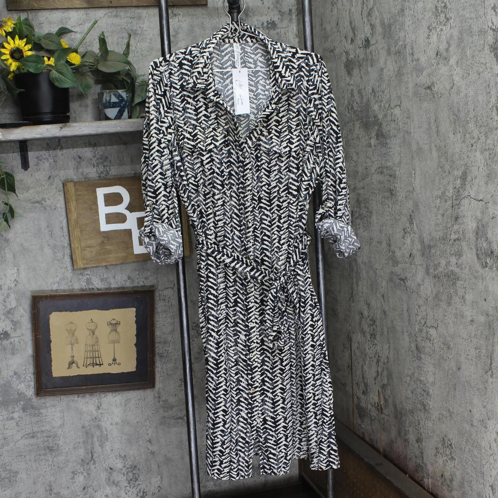Other Nwt Ny Collection Size Shirt Dress Black White Zig Zag 1x Size XL / US 12-14 / IT 48-50 - 1 Thumbnail