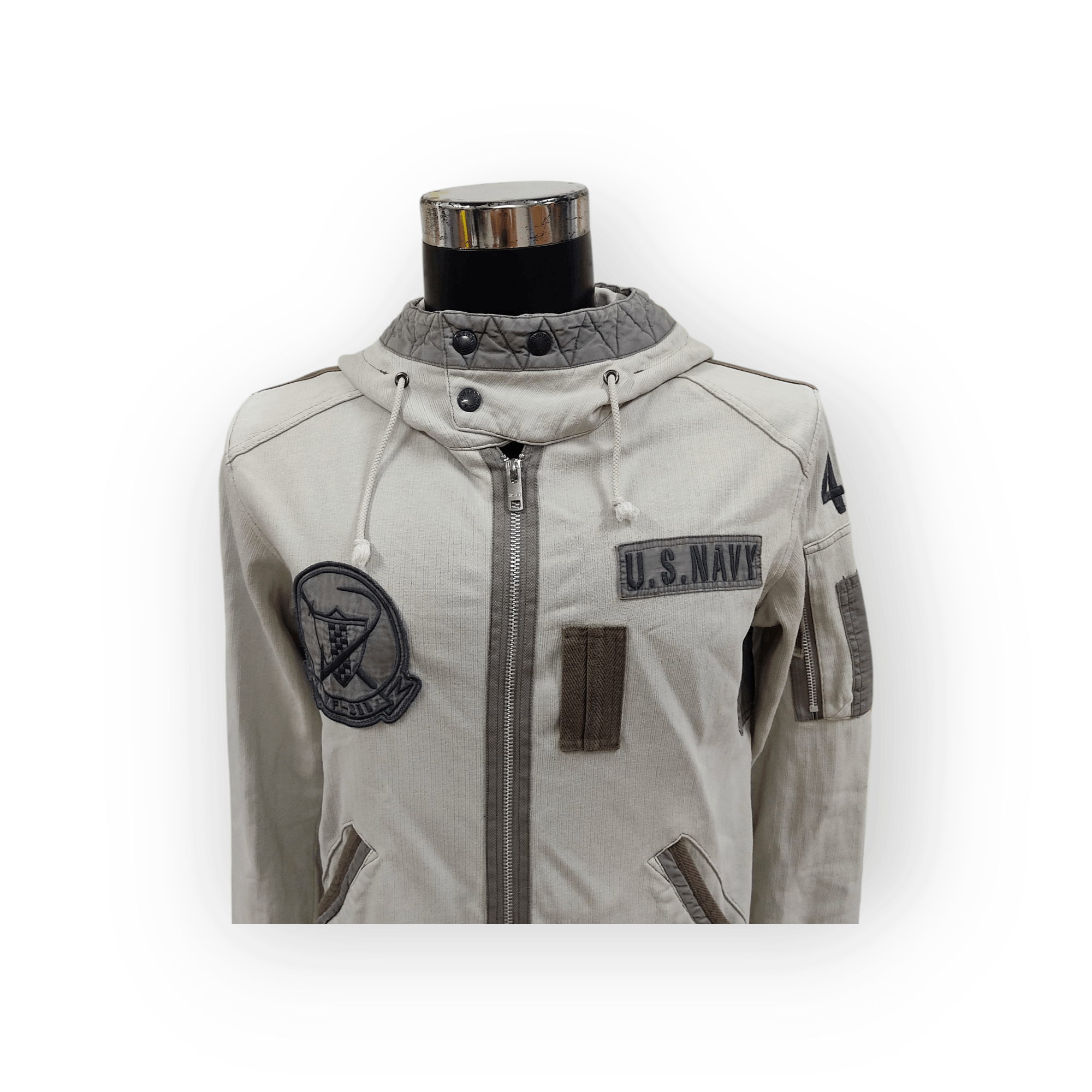 Avirex Avirex Type Military Light Grey Zipper Hooded Jacket Size US M / EU 48-50 / 2 - 4 Thumbnail