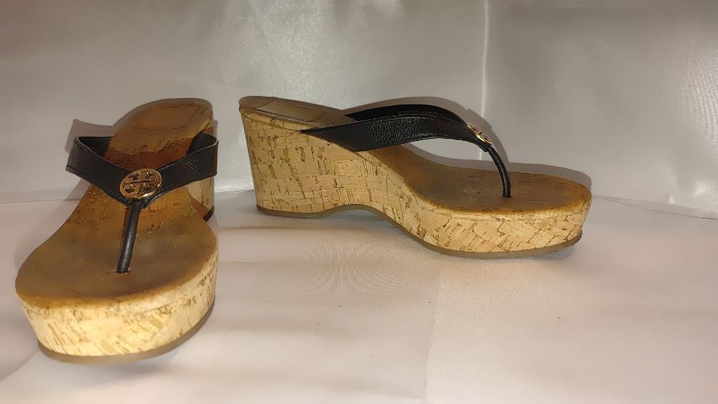 Tory Burch Tory Burch Salem Napa Leather & Cork Wedge Sandals Size 9M Size US 9 / IT 39 - 8 Thumbnail