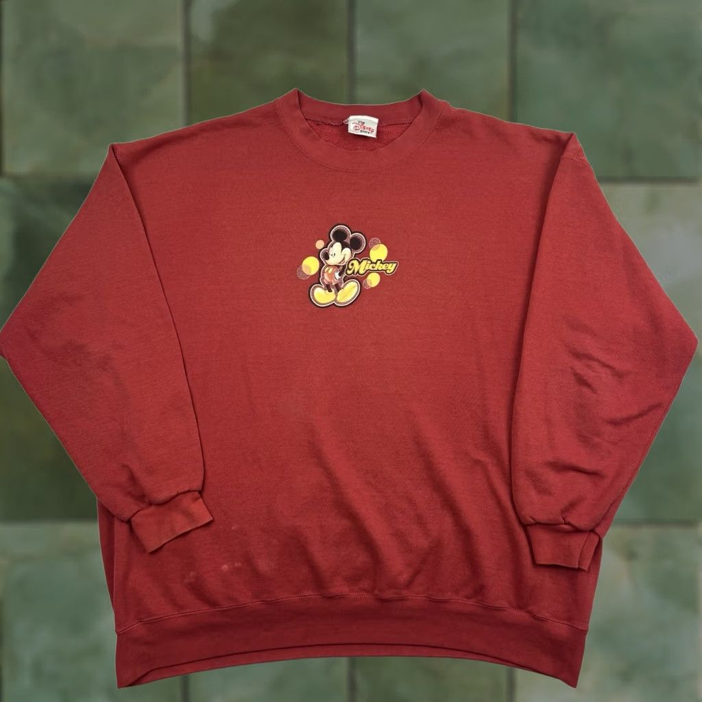 Disney VINTAGE Disney Mickey Mouse Sweatshirt Adult XL Crewneck Red Disney World Y2K 90s Cartoon USA Mens Size US XL / EU 56 / 4 - 1 Thumbnail