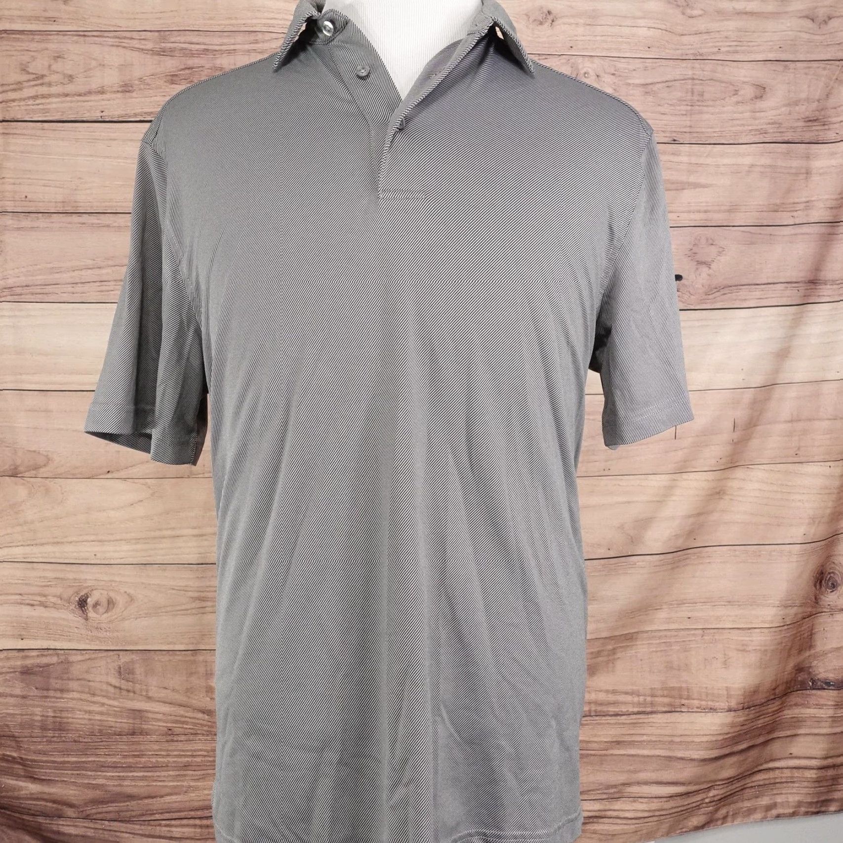 Roundtree & Yorke Roundtree & Yorke Polo Shirt Mens L Gray Striped Performance Golf Jersey Size US L / EU 52-54 / 3 - 3 Thumbnail