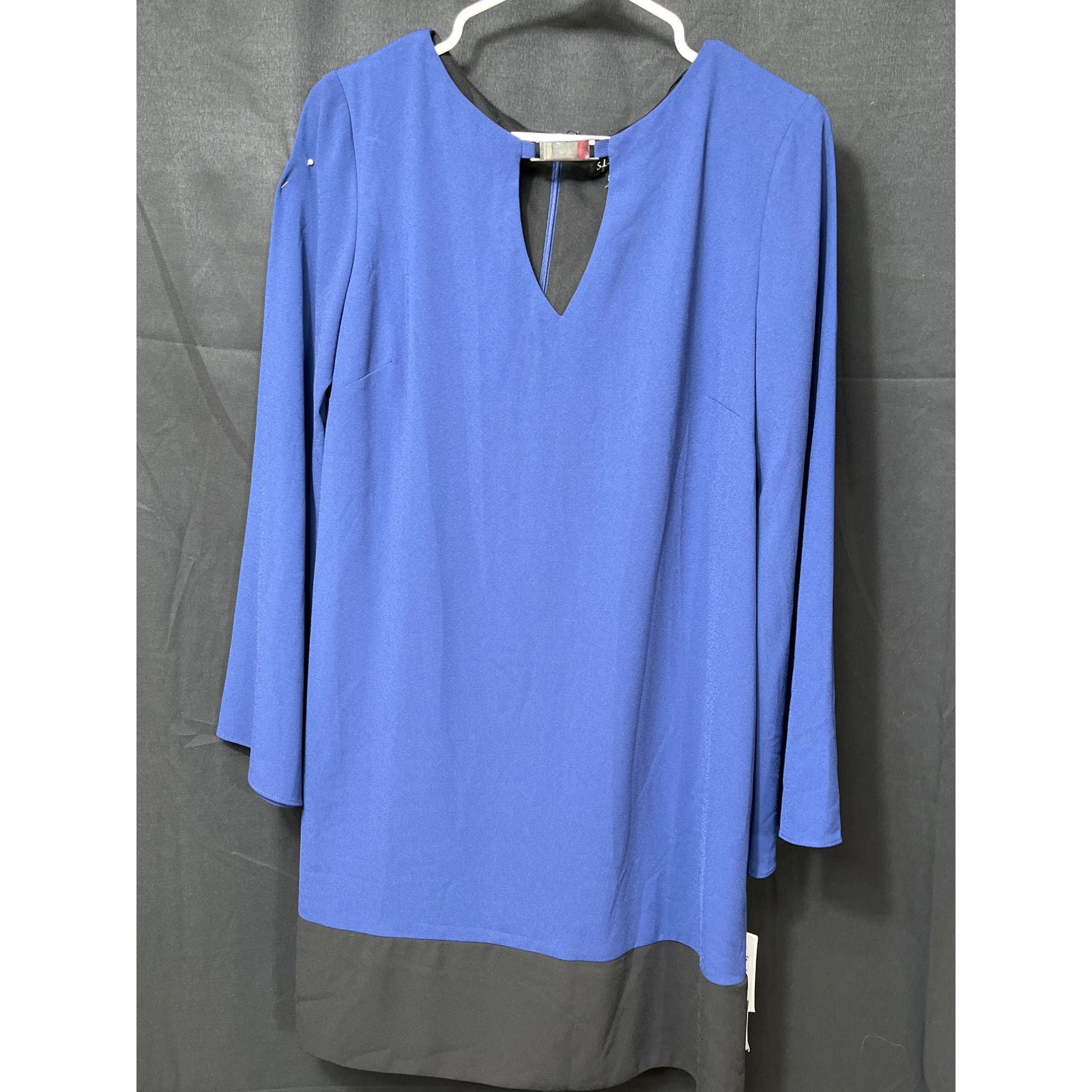 Designer S.L. Fashions SKU 7581 Womens Blue and Black Colorblock Dres Size M / US 6-8 / IT 42-44 - 1 Thumbnail