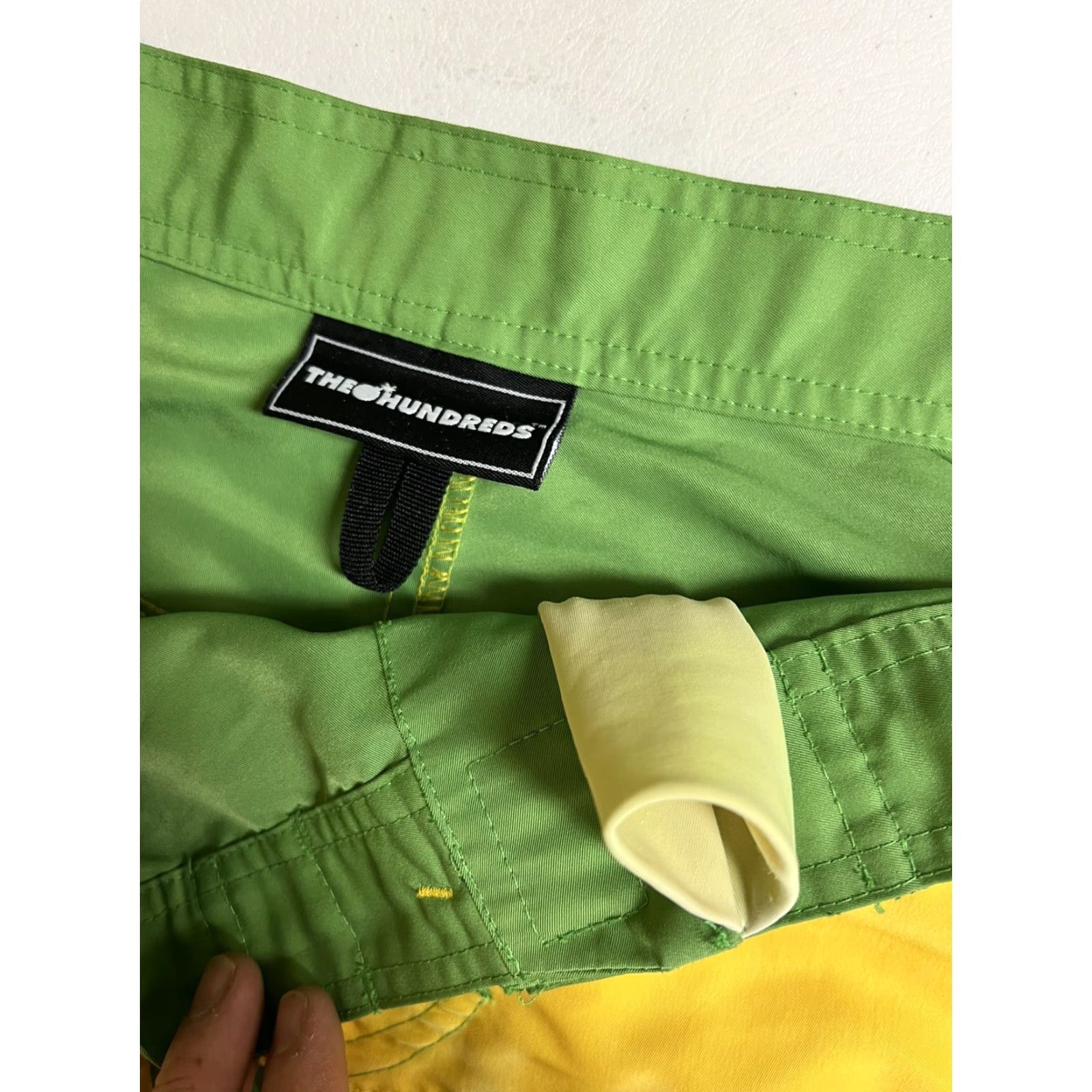 The Hundreds The Hundreds Board Shorts Surf Striped Green Yellow 37 Multicolor Men Regular Polyester Back Pocket Drawstring Surfing 90s? Size US 37 - 4 Thumbnail