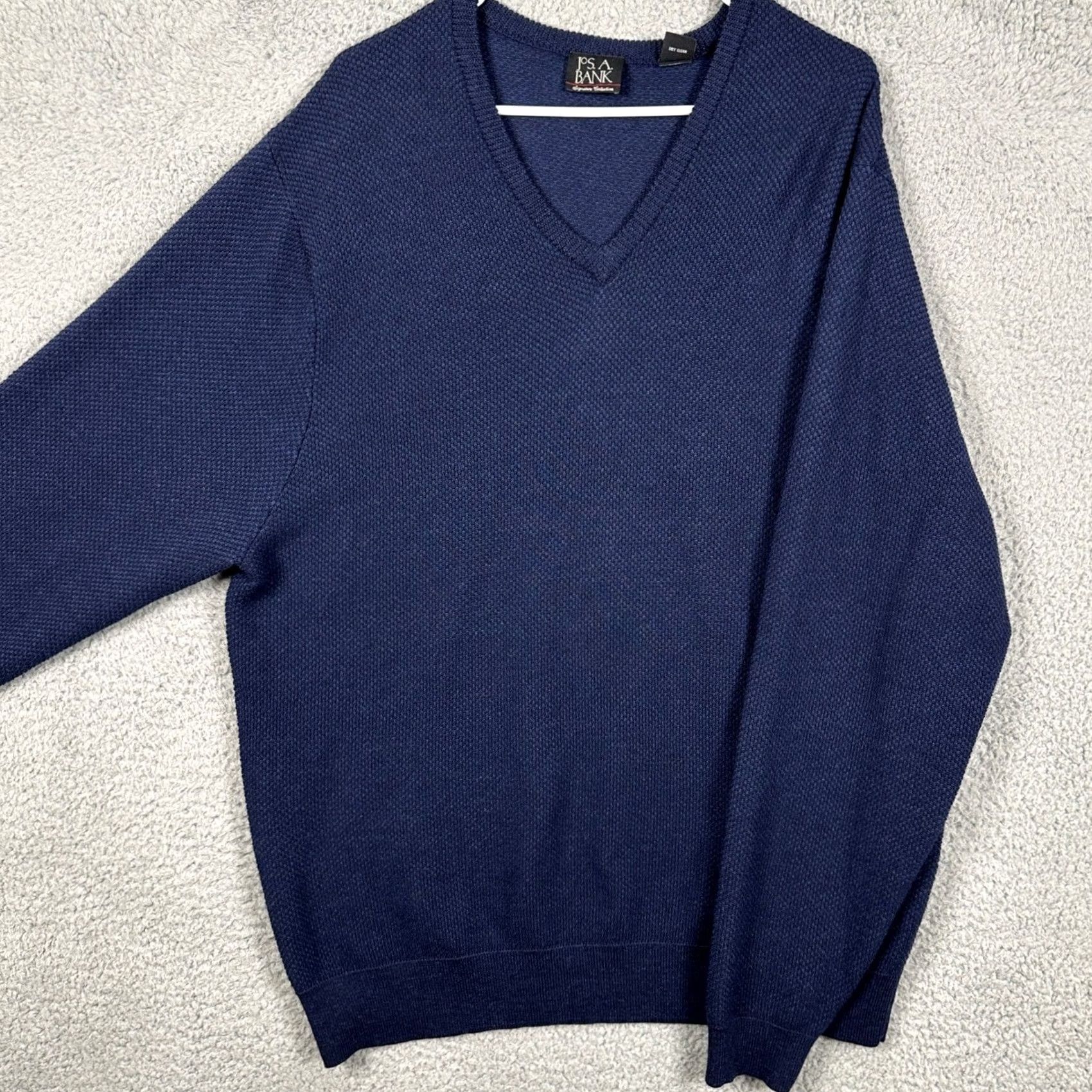 Jos. A. Bank JOS. A. Bank Sweater Merino Wool V-Neck Mens XL Blue Pullover Long Sleeve Size US XL / EU 56 / 4 - 2 Thumbnail