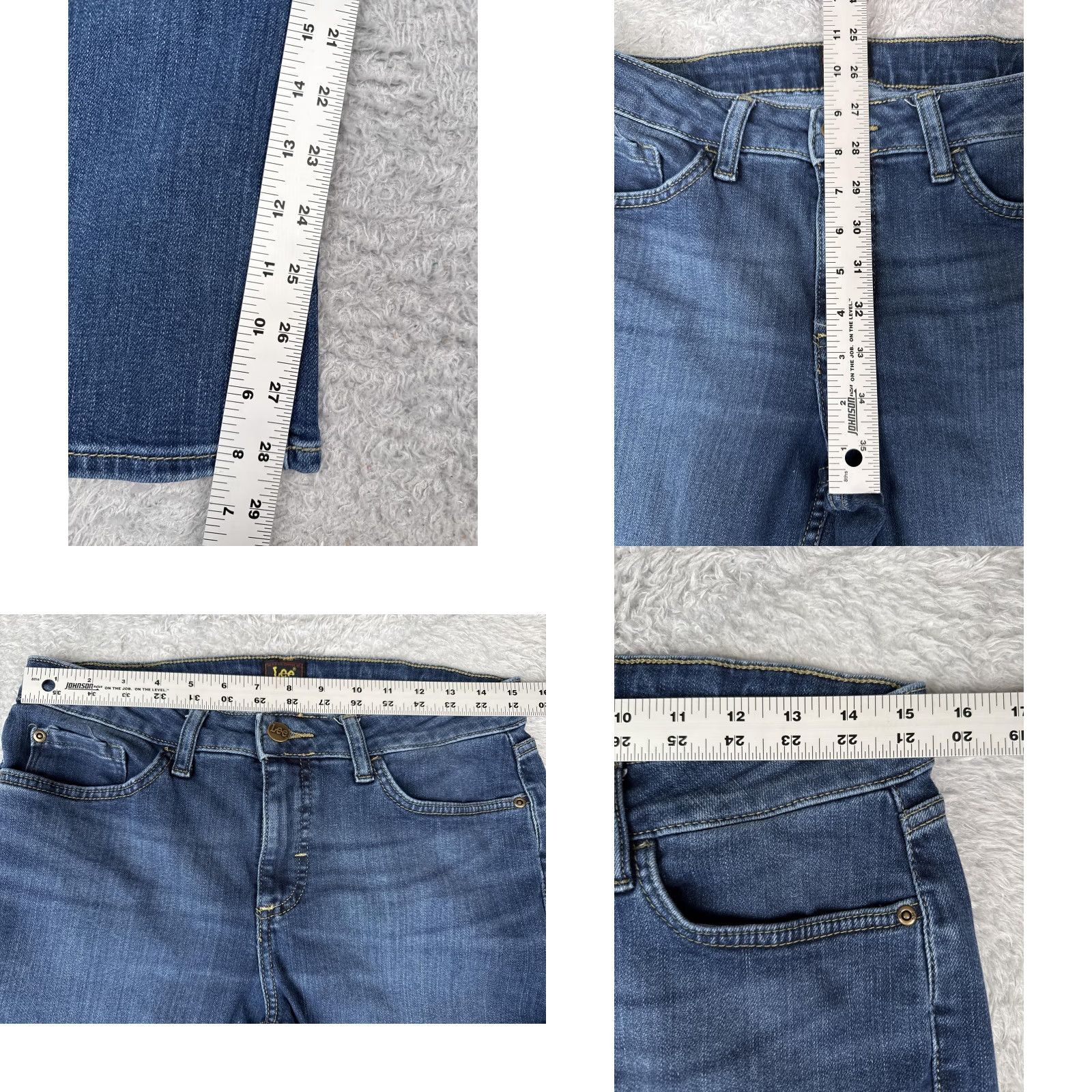 Lee Lee Jeans Women 30x29 Jeans Blue Bootcut Denim Stretch Mid Rise 90s City USA Womens Size 30" / US 8 / IT 44 - 8 Thumbnail