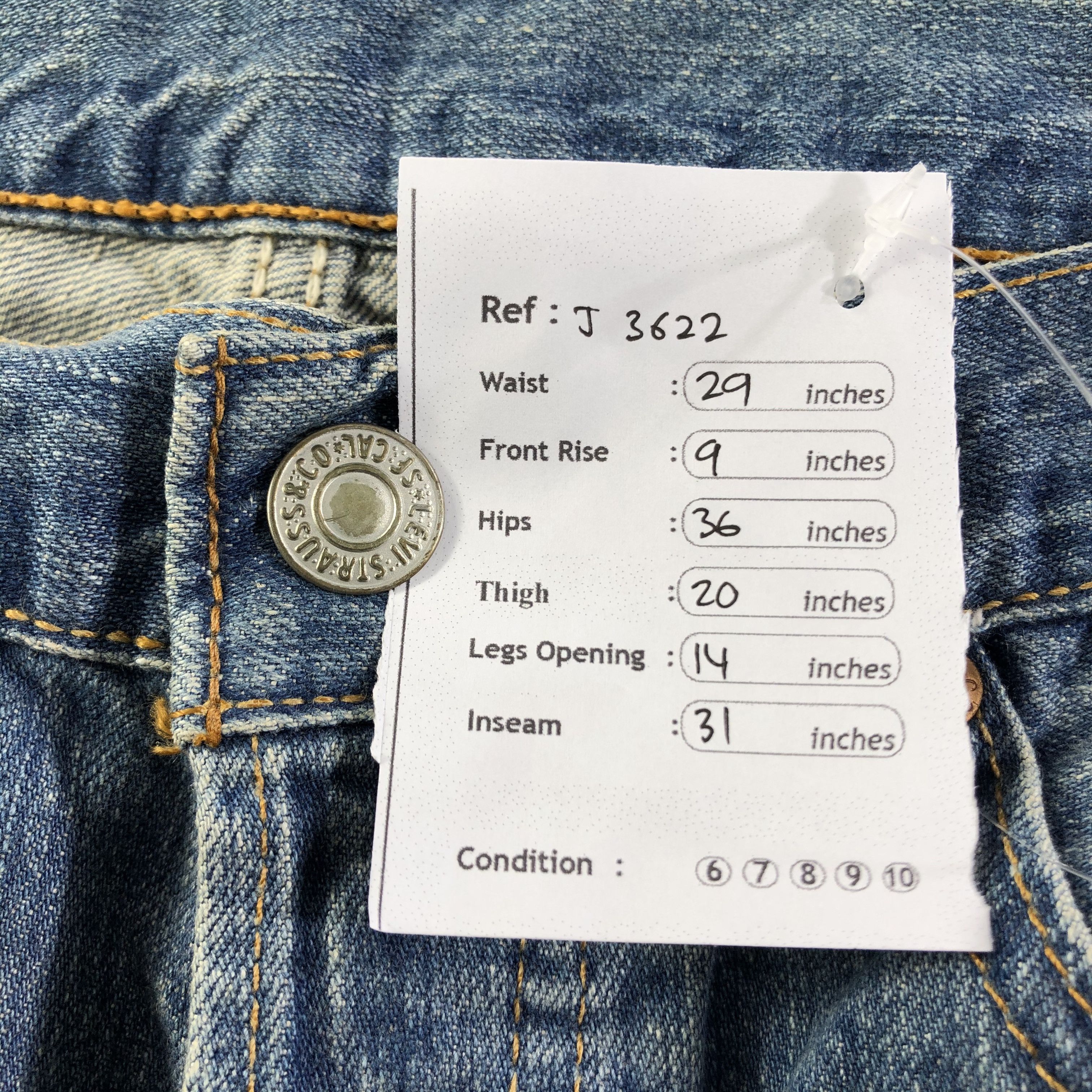 Levi's 90s Vintage Blue Wash Levis 501 Jeans-J3622 Size 29" - 12 Thumbnail