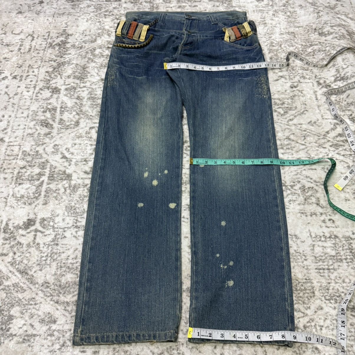 Hysteric Glamour Gumu International Japan Studded Pocket Double Waist Jeans Size US 33 - 10 Thumbnail