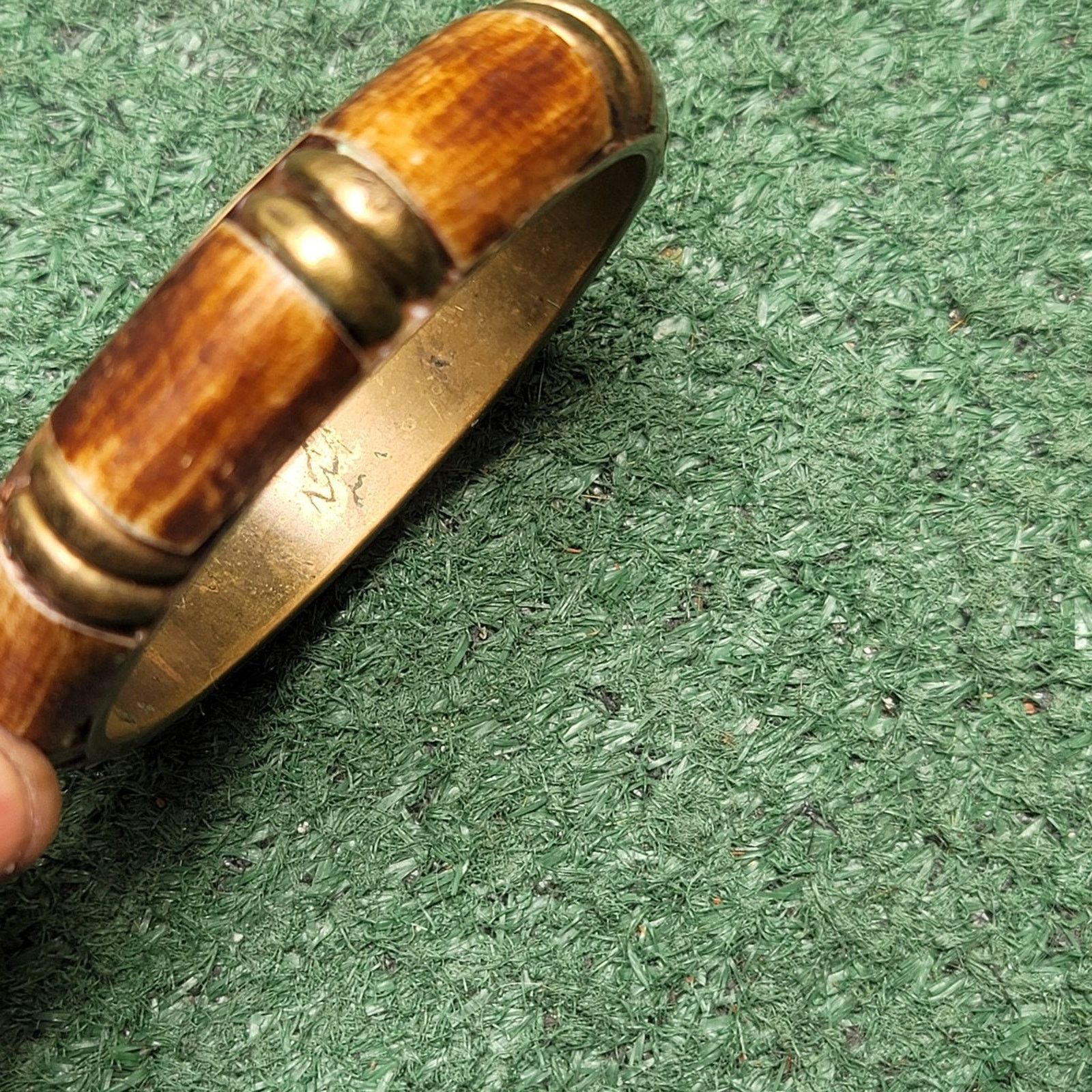 Handmade Vtg Brass Bone Bangle Bracelet Size ONE SIZE - 3 Thumbnail