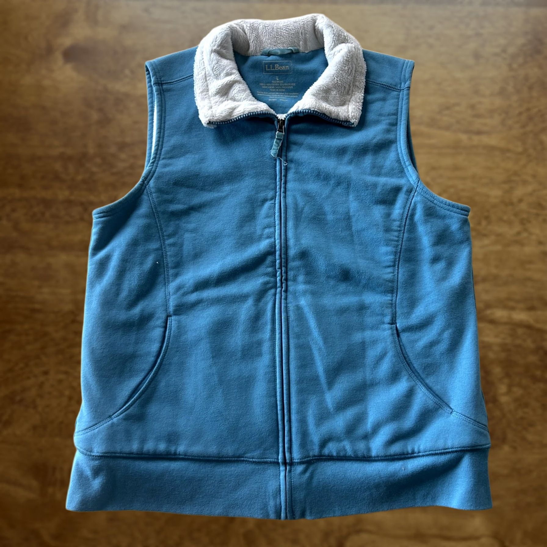 Vintage L.L. Bean Vest Womens Large Blue Fleece Full Zip Sherpa Collar Pockets Warm Size L / US 10 / IT 46 - 1 Thumbnail