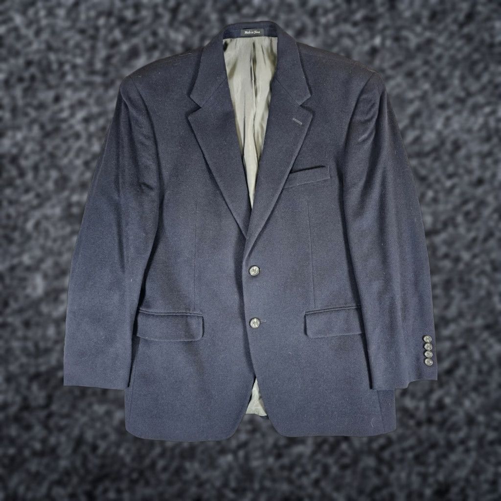 VINTAGE Ralph Lauren Green Label Wool Silk Cashmere Navy Blue Blazer Sport Coat Mens Size 42R Regular 42 Blue Jacket Classic Blazer Mens 42