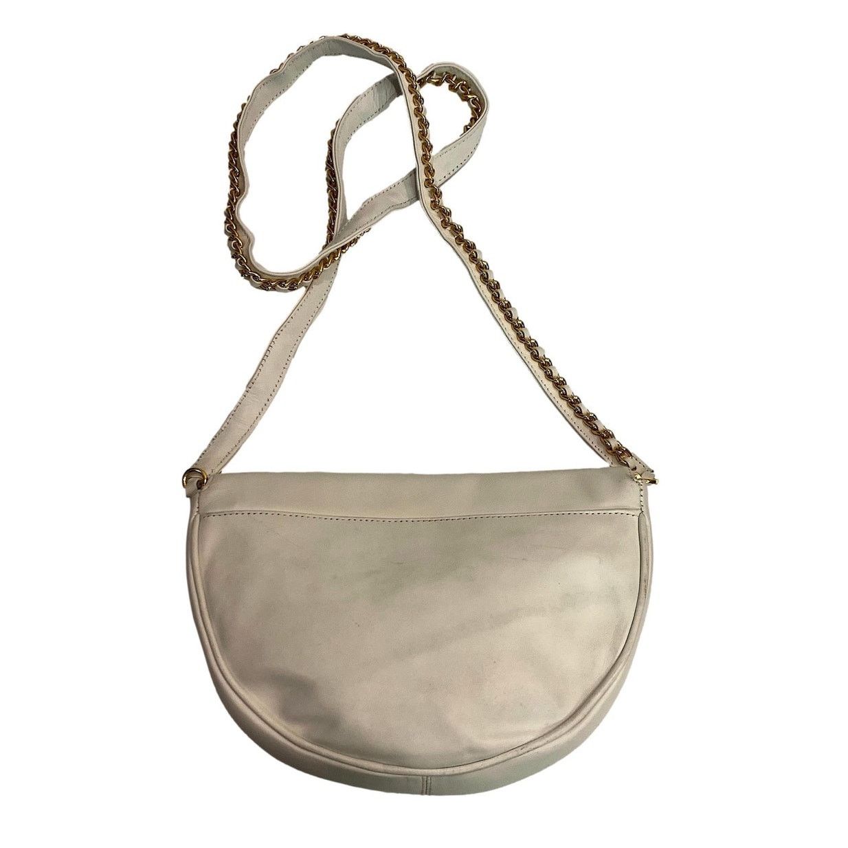Genuine Leather × Panerai × Vintage Vintage White Leather Semi Circle Shoulder Bag Gold Chain Size ONE SIZE - 2 Thumbnail