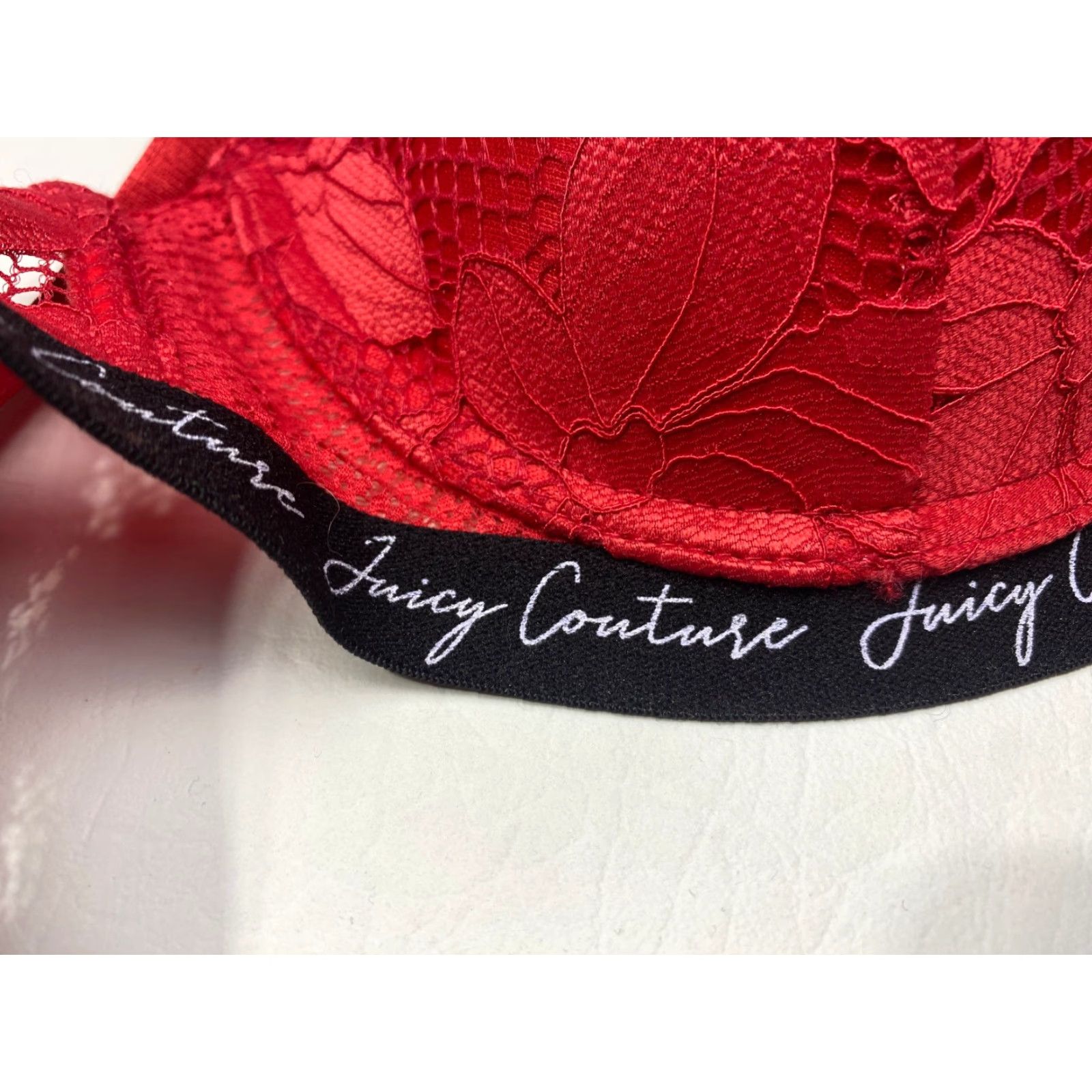 Juicy Couture Juicy Couture Bra Red Lace Padded Push Up 36C Hook & Eye Women’s Shirt? Size ONE SIZE - 4 Thumbnail